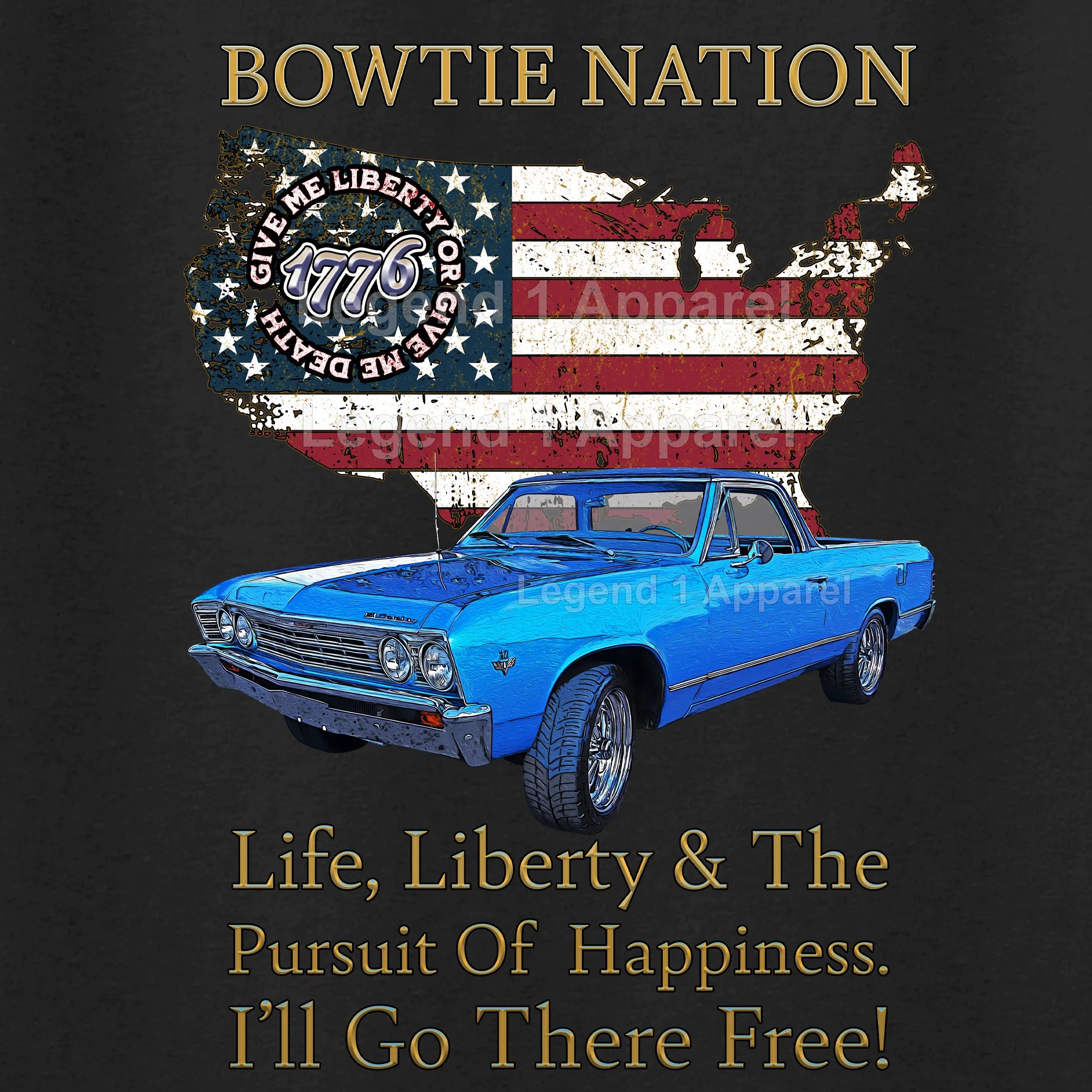 1967 Chevrolet El Camino Bowtie Nation T-Shirt – 67 Chevy Classic Truck Graphic Tee