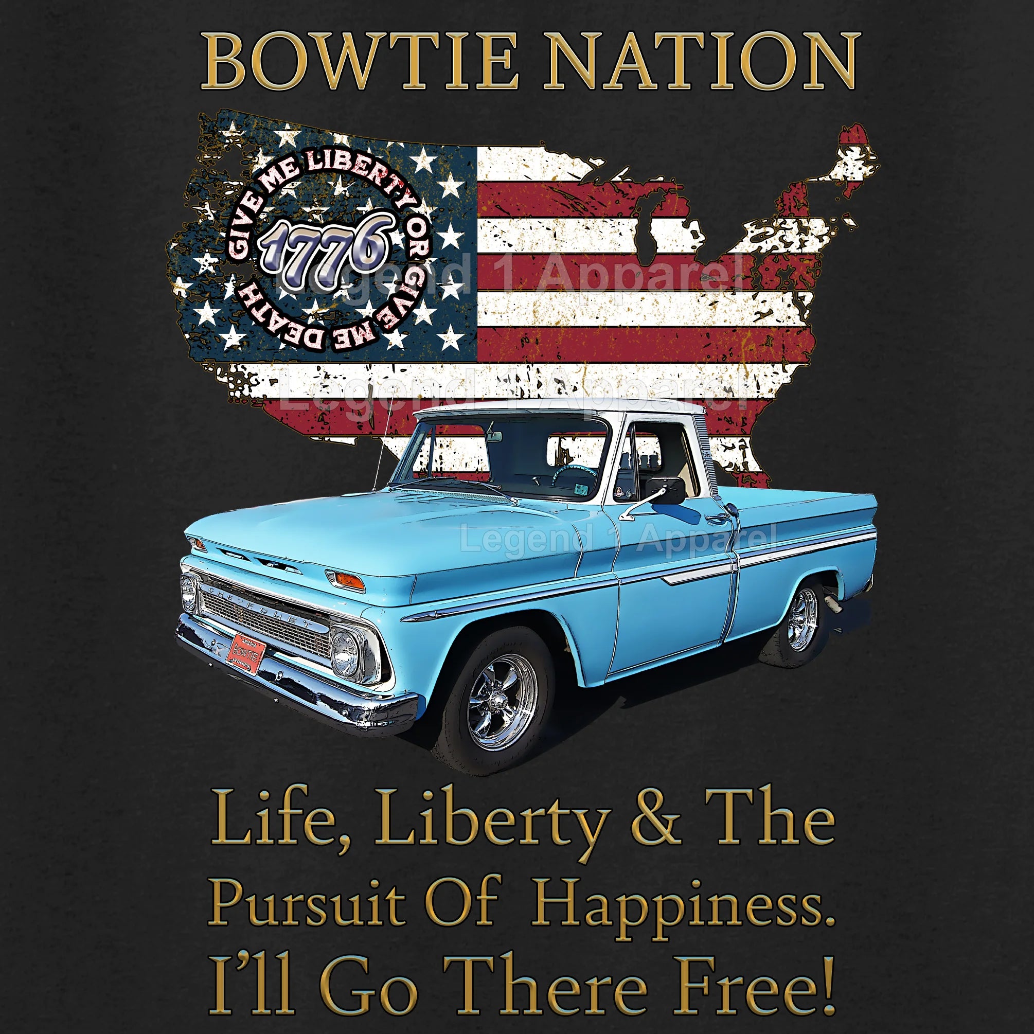 1964 Chevrolet Pick Up Truck Bowtie Nation T-Shirt – 64 Chevy Classic Truck Graphic Tee