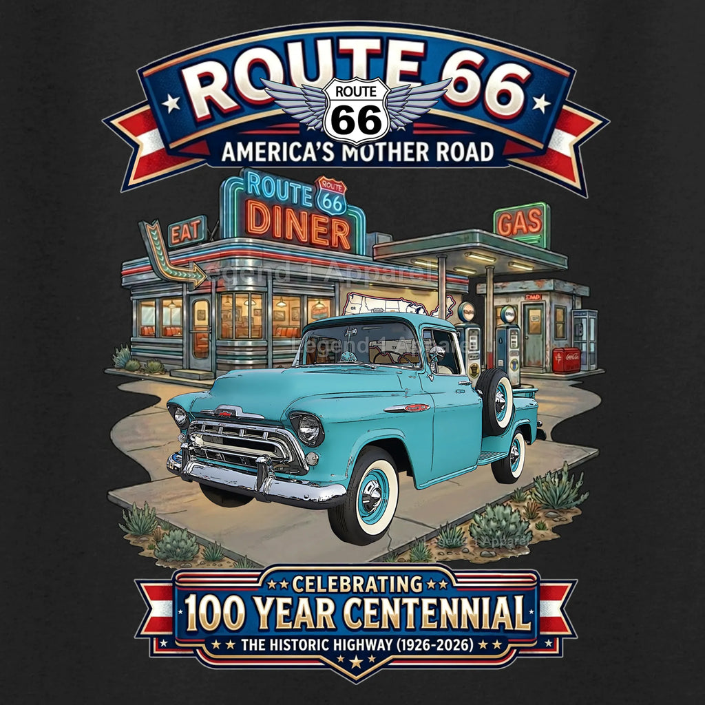1957 Chevrolet Pick Up 3100 Classic Truck Graphic Tee – Route 66 Centennial T-Shirt