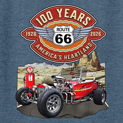 1923 Ford T-Bucket Classic Car Graphic Tee – Route 66 100 Years T-Shirt