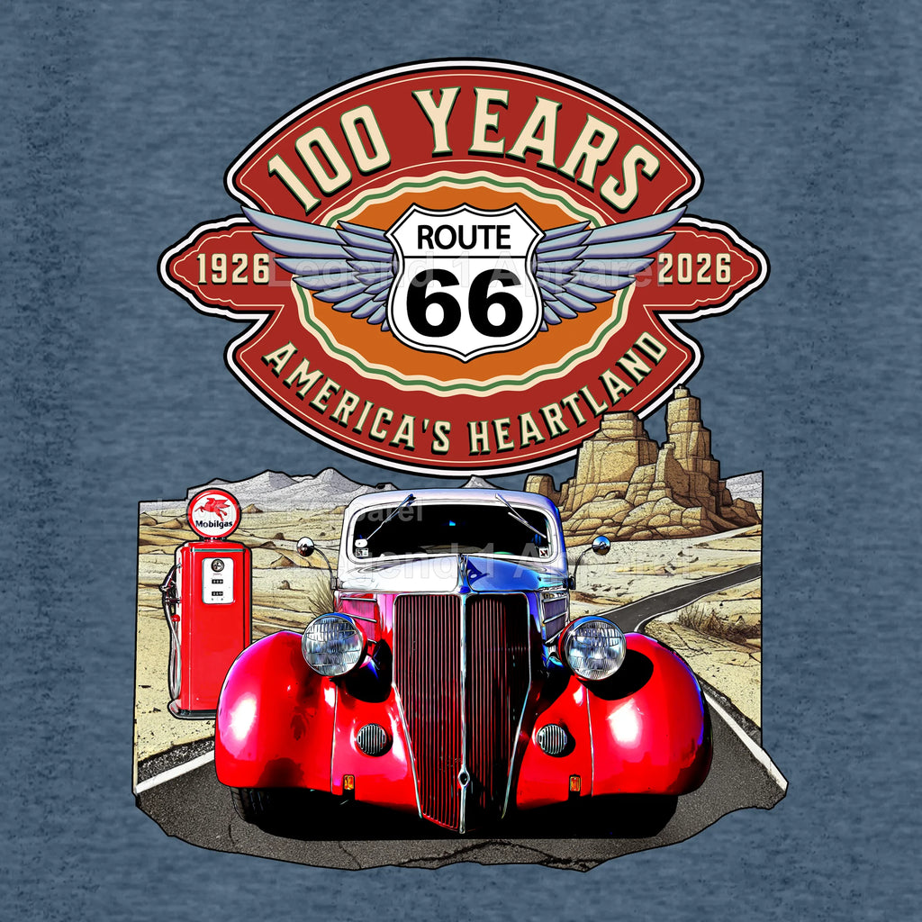 1936 Ford Coupe Classic Car Graphic Tee – Route 66 100 Years T-Shirt