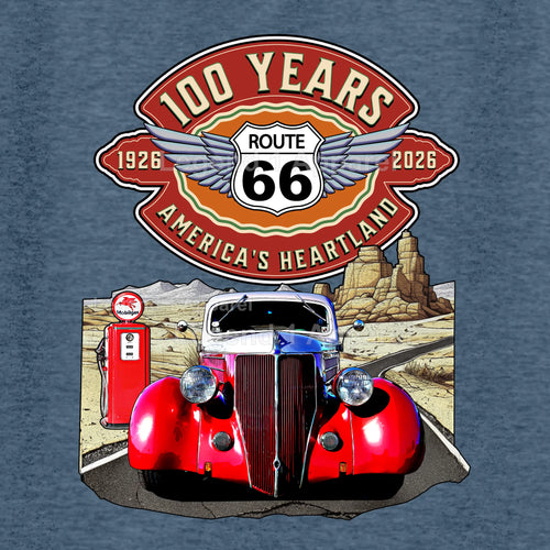 1936 Ford Coupe Classic Car Graphic Tee – Route 66 100 Years T-Shirt