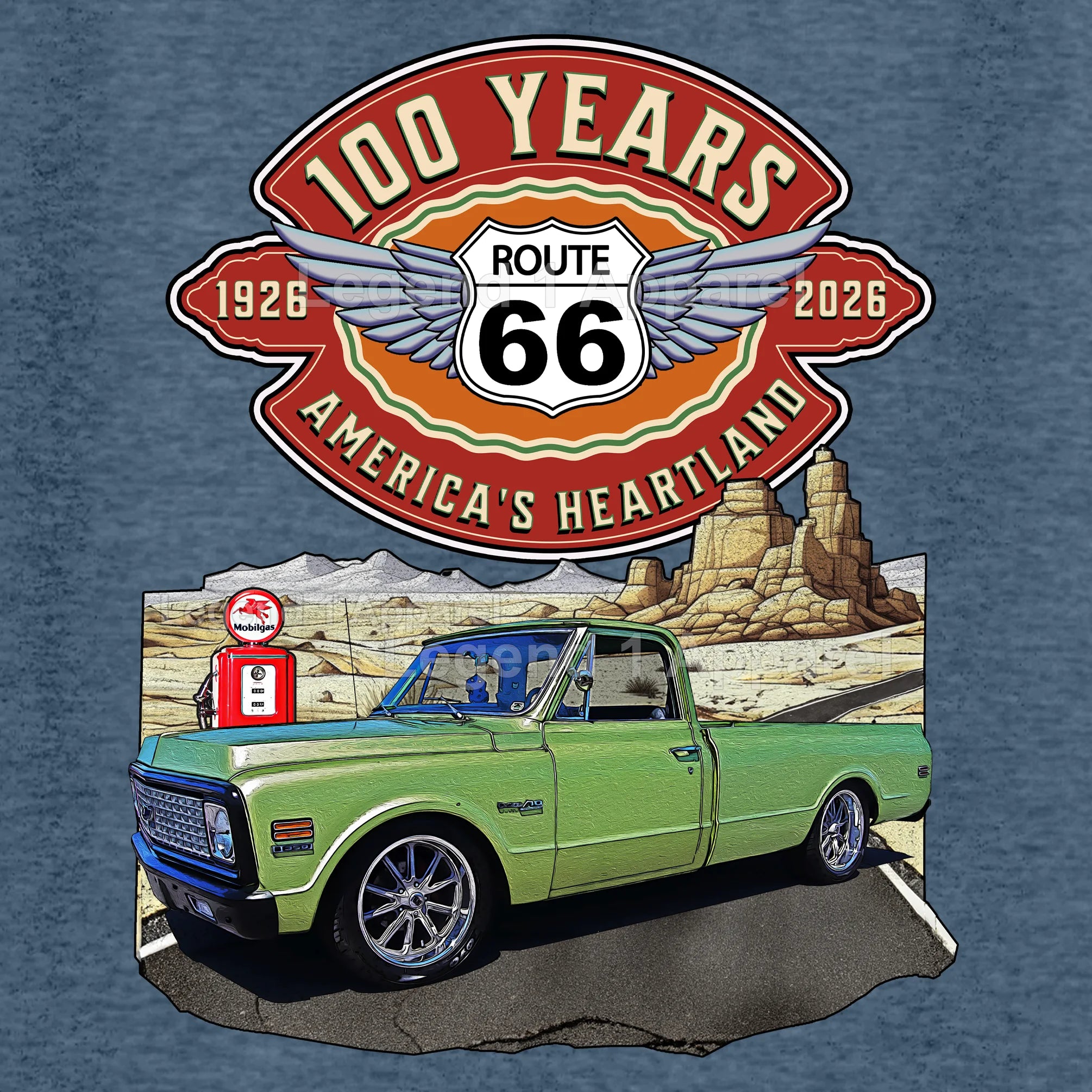 1972 Chevrolet Pick up Classic Truck Graphic Tee – Route 66 100 Years T-Shirt