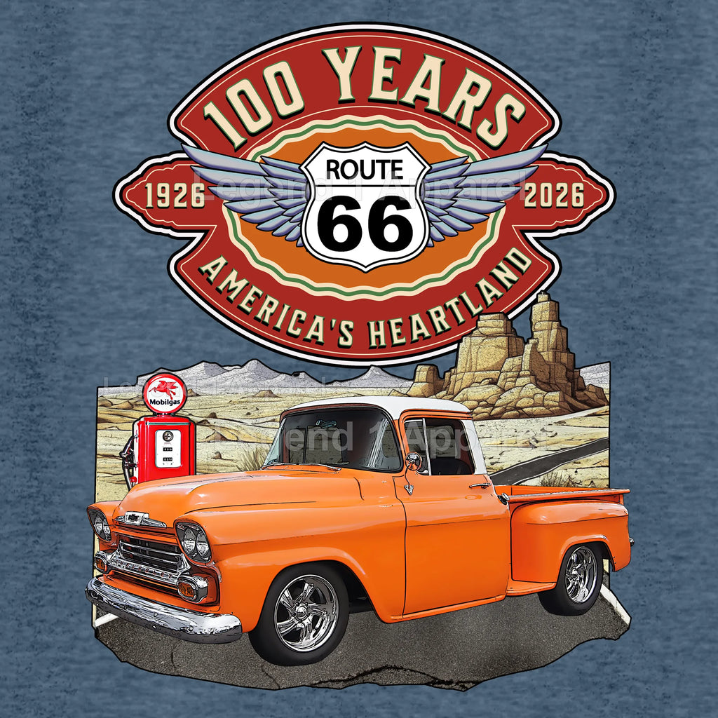 1958 Chevrolet Pick up Classic Truck Graphic Tee – Route 66 100 Years T-Shirt