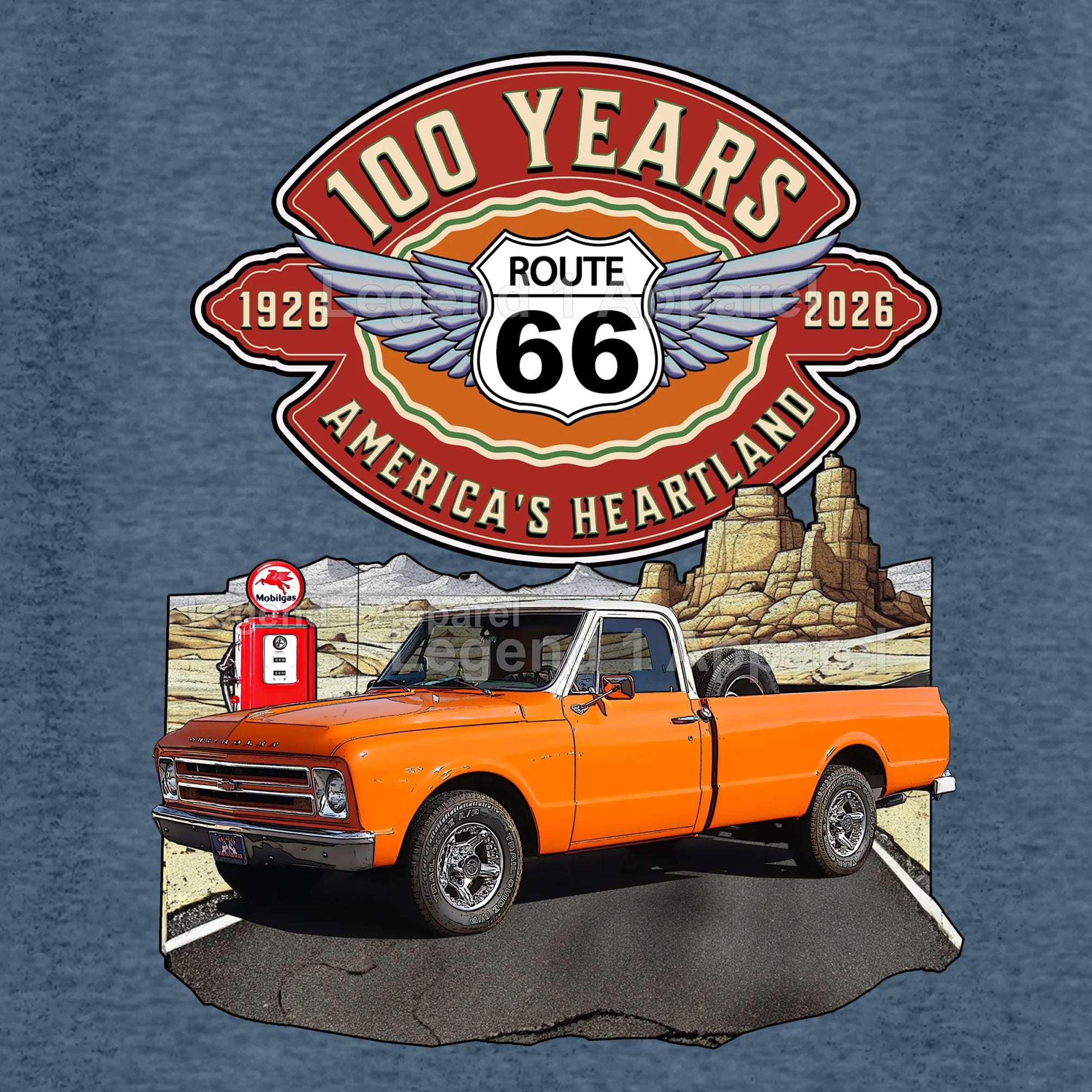 1967 Chevrolet Pick up Classic Truck Graphic Tee – Route 66 100 Years T-Shirt
