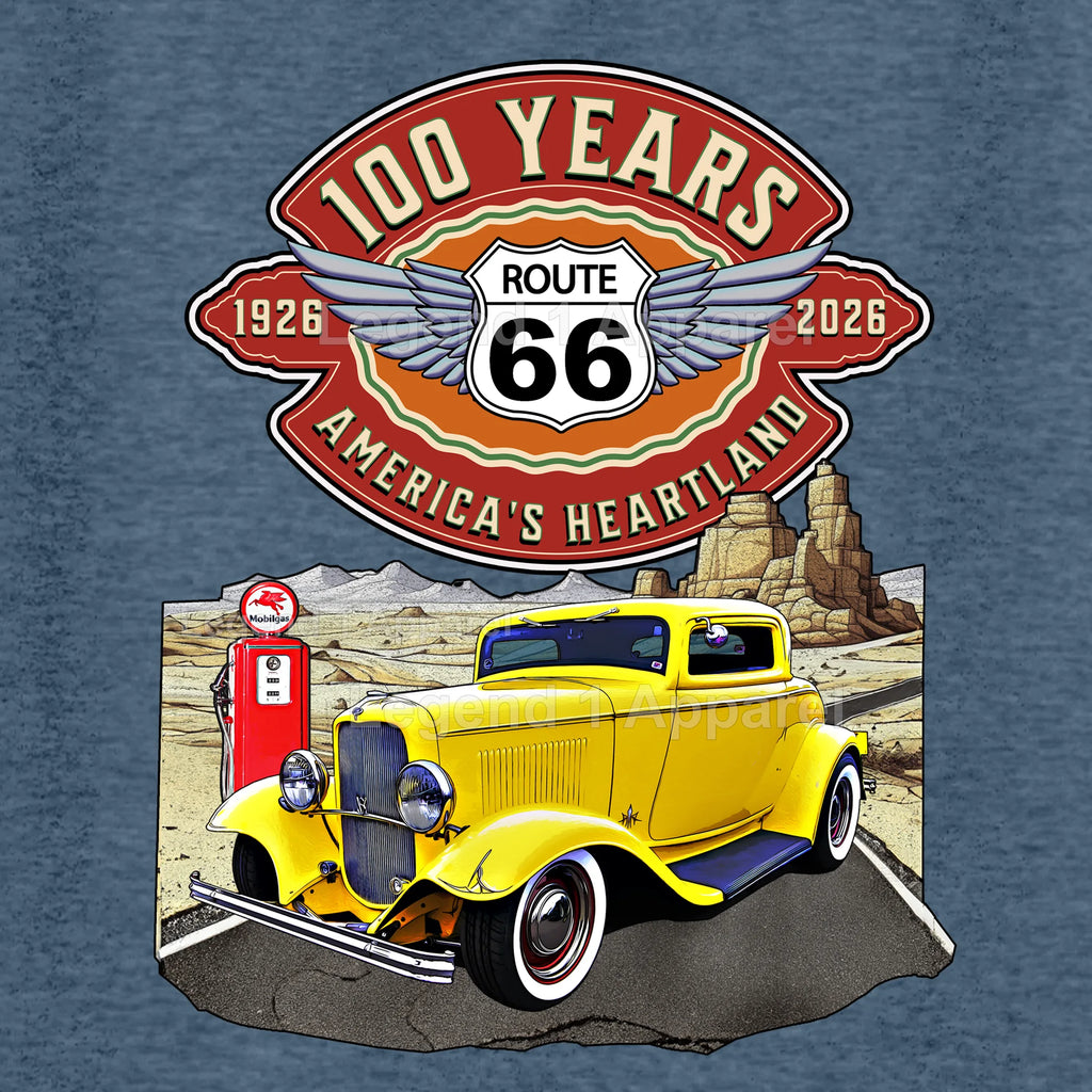 1932 Ford Coupe Classic Car Graphic Tee – Route 66 100 Years T-Shirt