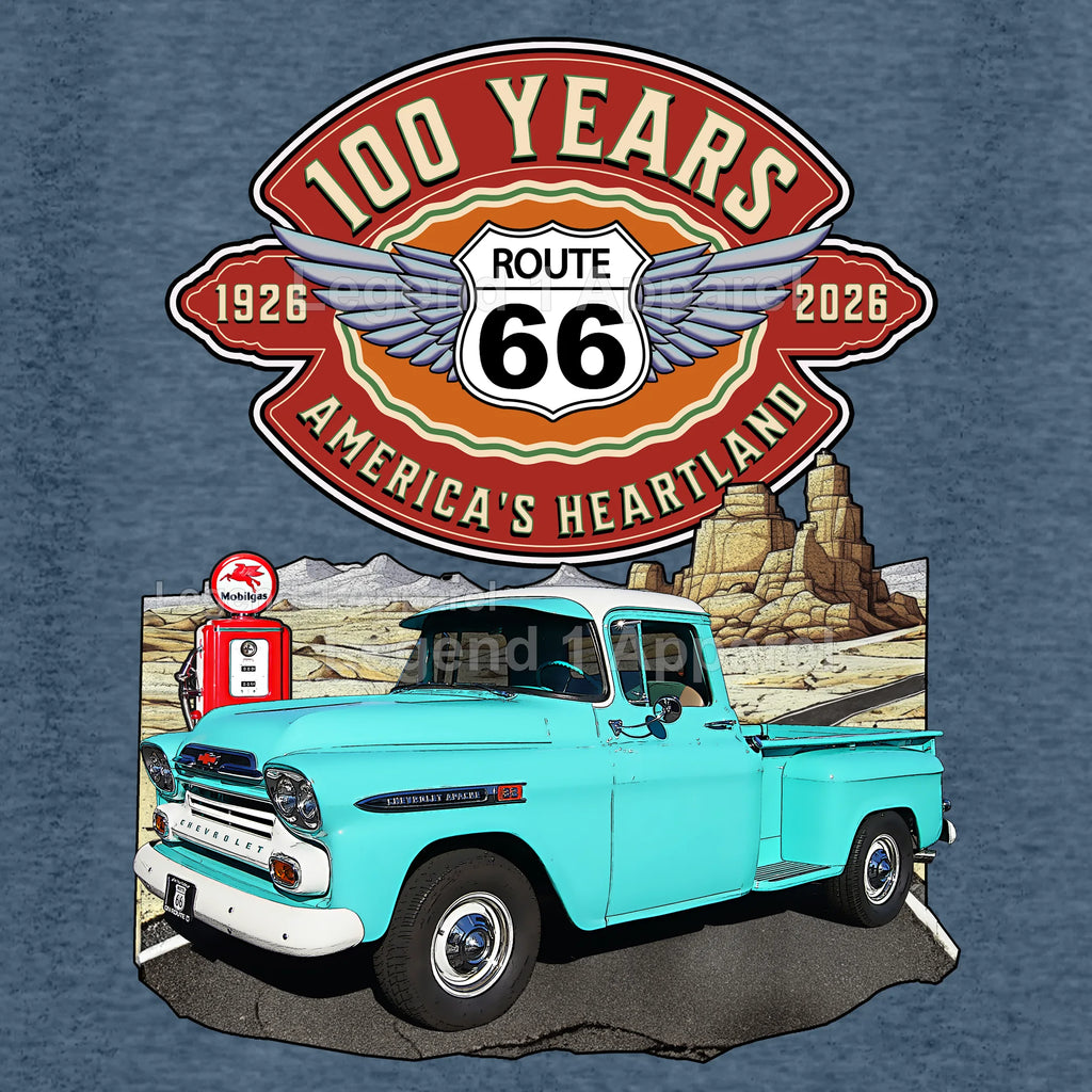 1959 Chevrolet Pick up Classic Truck Graphic Tee – Route 66 100 Years T-Shirt