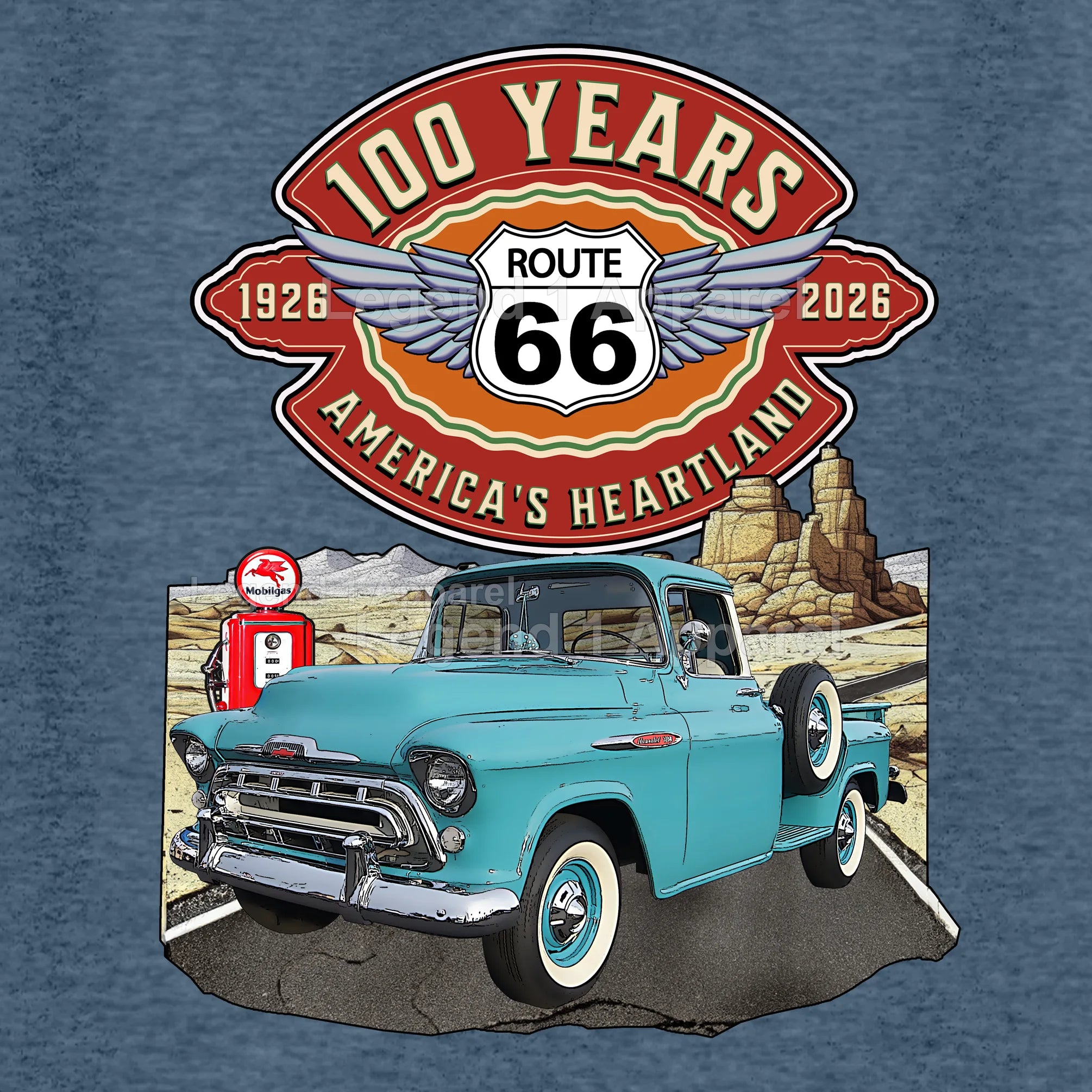 1957 Chevrolet Pick up Classic Truck Graphic Tee – Route 66 100 Years T-Shirt