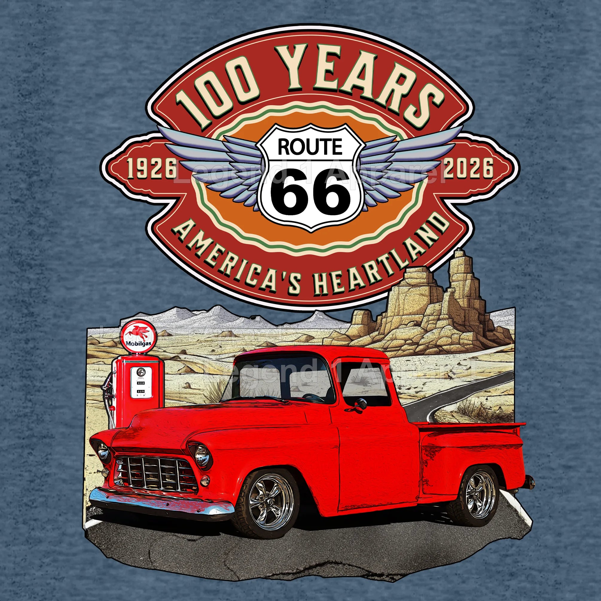1956 Chevrolet Pick up Classic Truck Graphic Tee – Route 66 100 Years T-Shirt