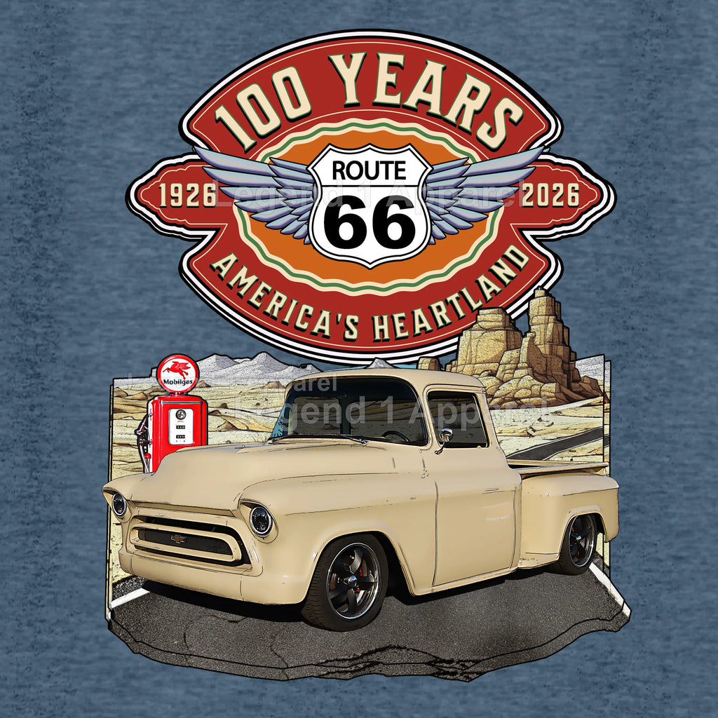 1957 Chevrolet Pick up Classic Truck Graphic Tee – Route 66 100 Years T-Shirt