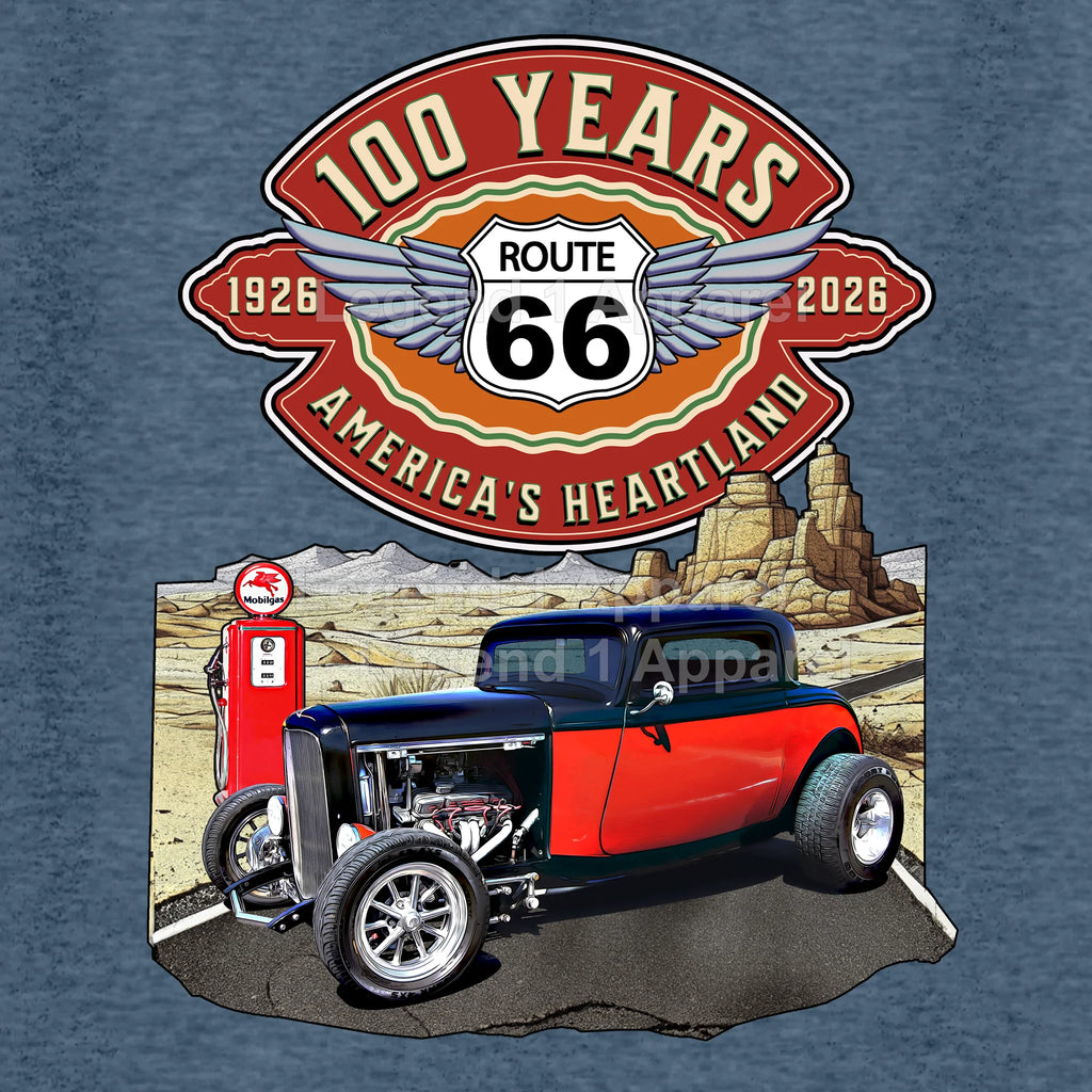 1932 Ford Coupe Classic Car Graphic Tee – Route 66 100 Years T-Shirt