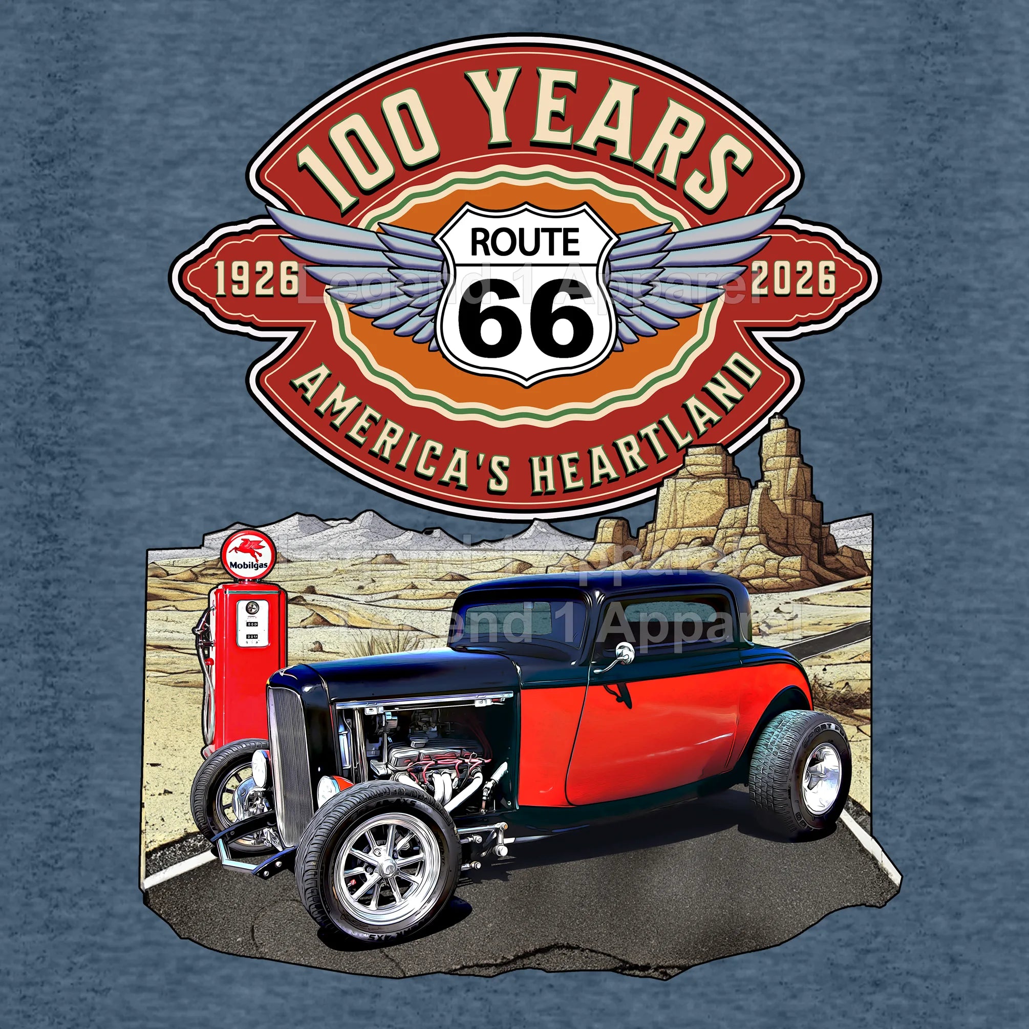 1932 Ford Coupe Classic Car Graphic Tee – Route 66 100 Years T-Shirt