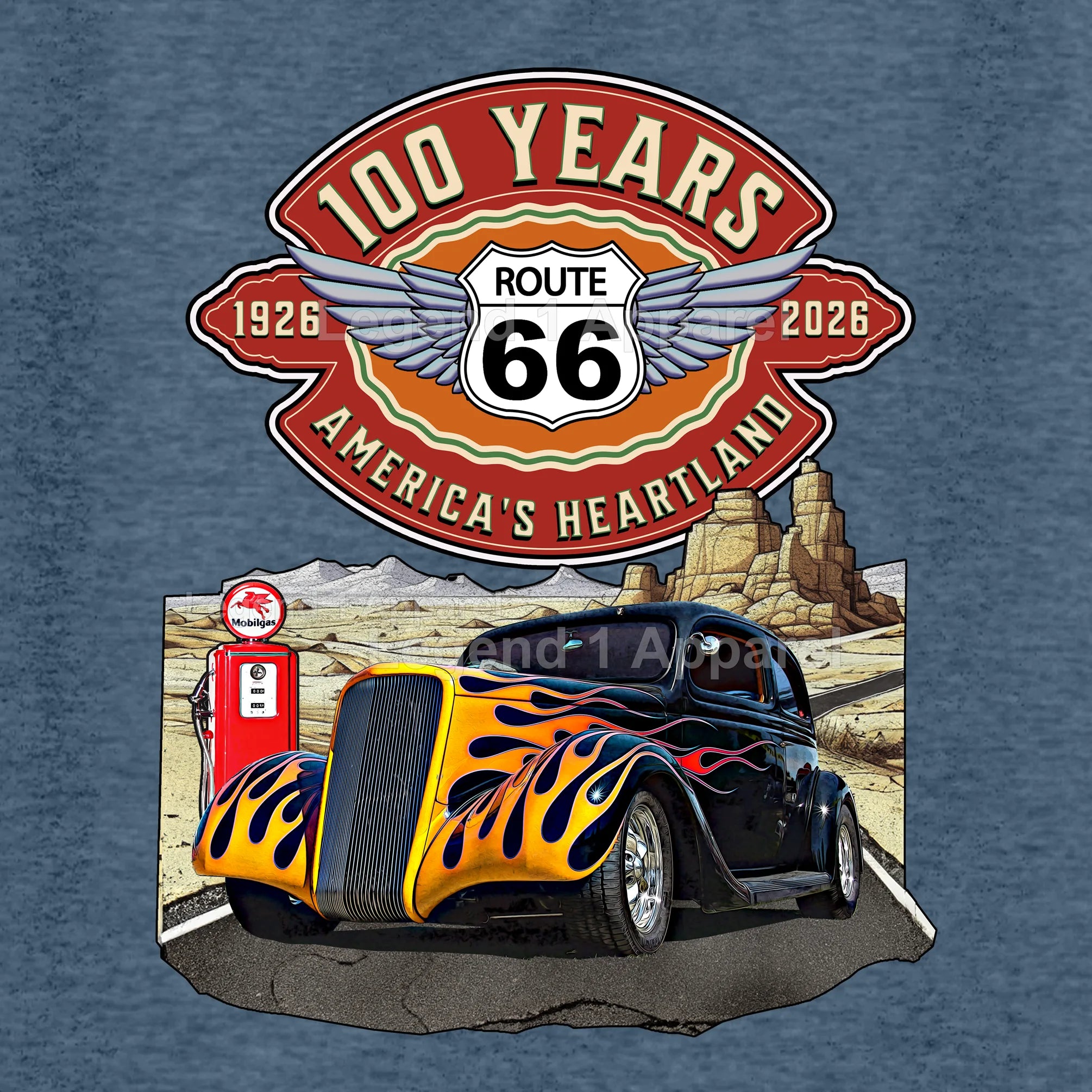 1937 Chevrolet Coupe Classic Car Graphic Tee – Route 66 100 Years T-Shirt