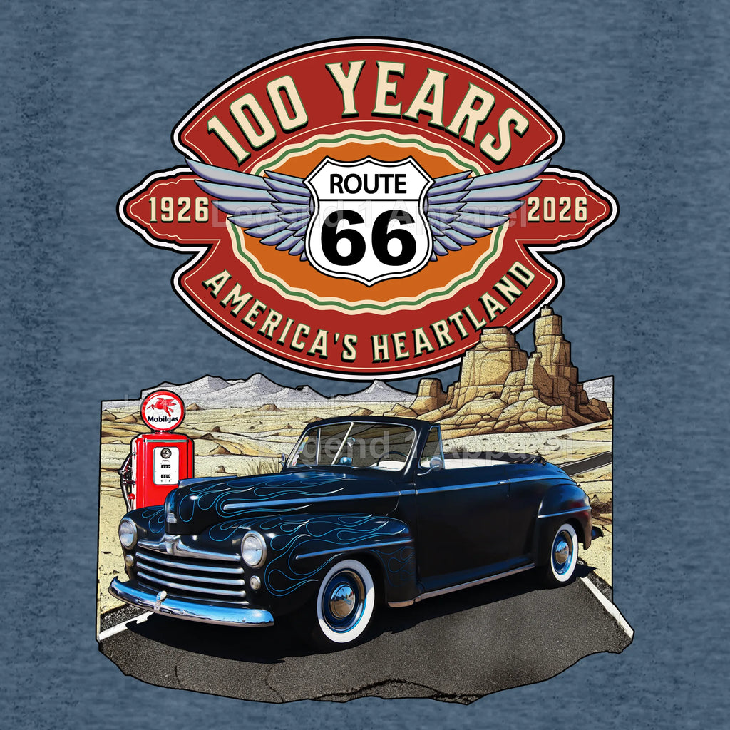 1947 Ford Coupe Classic Car Graphic Tee – Route 66 100 Years T-Shirt
