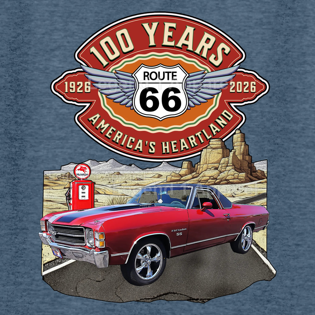 1971 Chevrolet El Camino Classic Truck Graphic Tee – Route 66 100 Years T-Shirt (Copy)