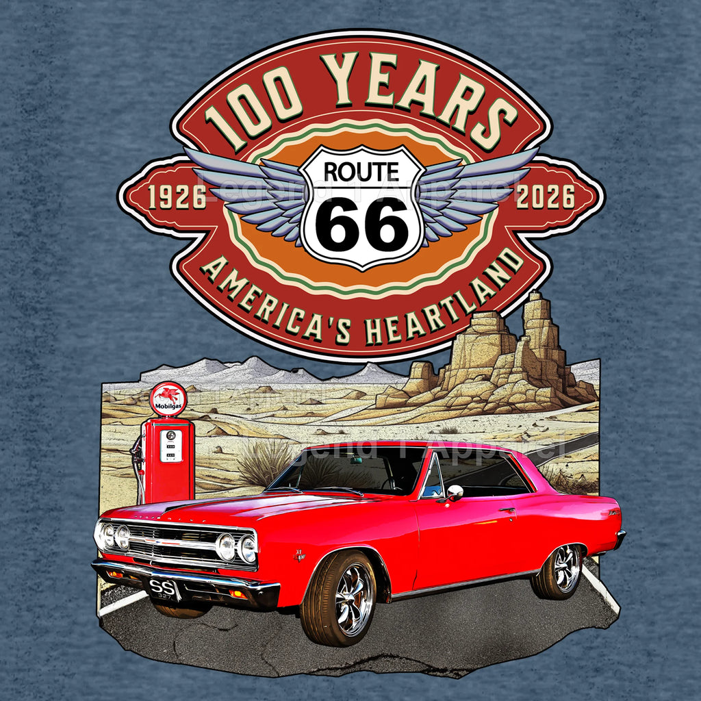 1965 Chevrolet Chevelle SS Classic Car Graphic Tee – Route 66 100 Years T-Shirt