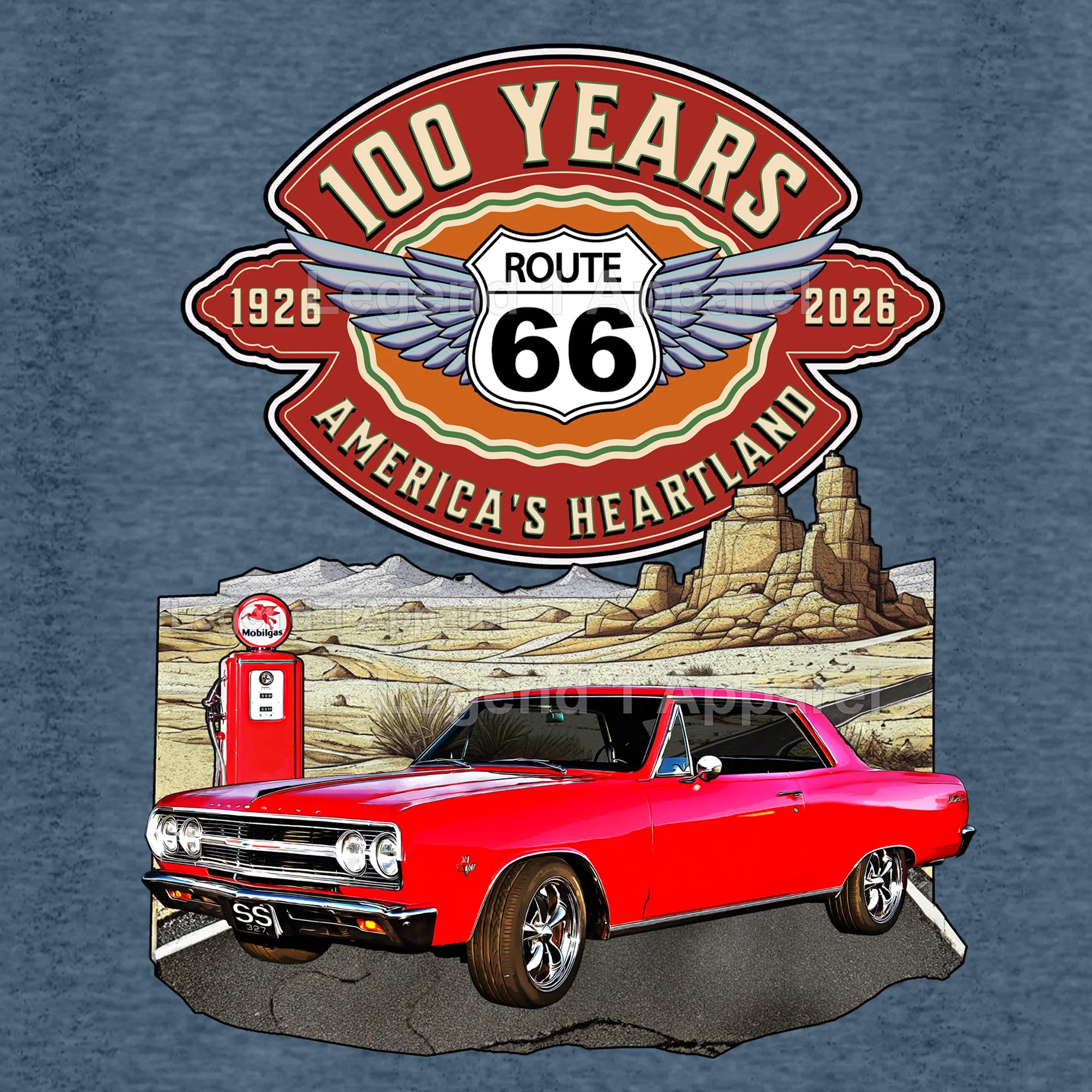 1965 Chevrolet Chevelle SS Classic Car Graphic Tee – Route 66 100 Years T-Shirt