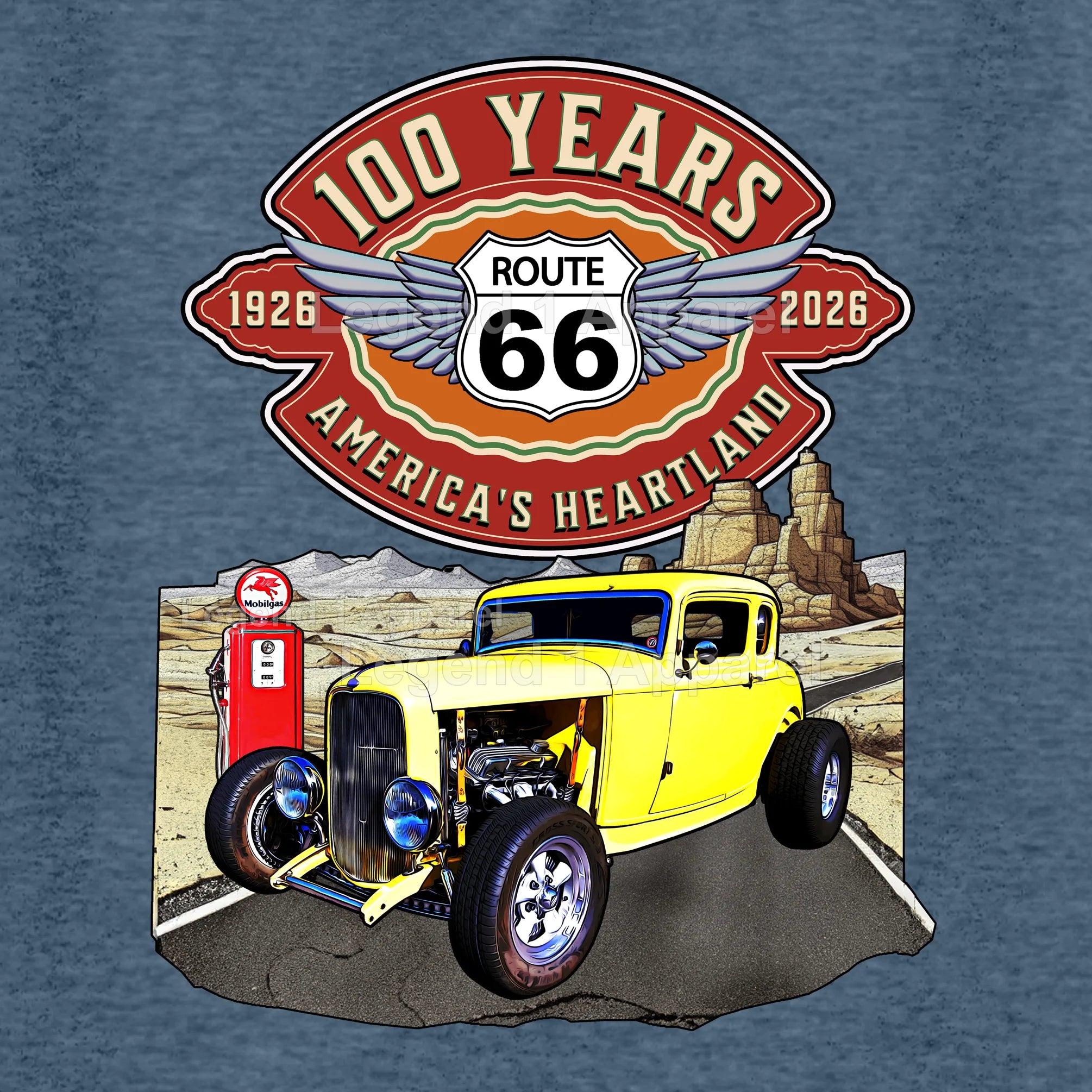1932 Ford Coupe Classic Car Graphic Tee – Route 66 100 Years T-Shirt