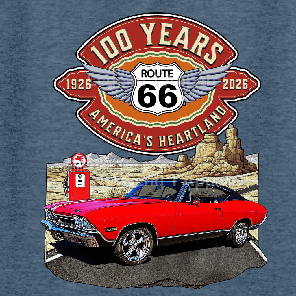 1968 Chevrolet Chevelle SS Classic Car Graphic Tee – Route 66 100 Years T-Shirt