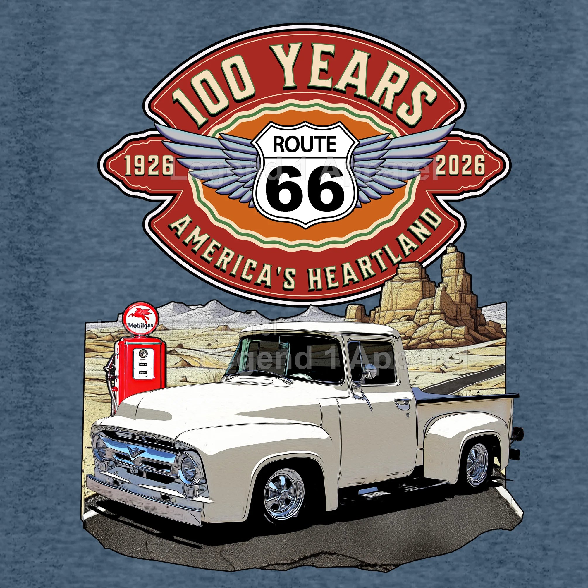 1956 Ford Pick Up Classic Truck Graphic Tee – Route 66 100 Years T-Shirt