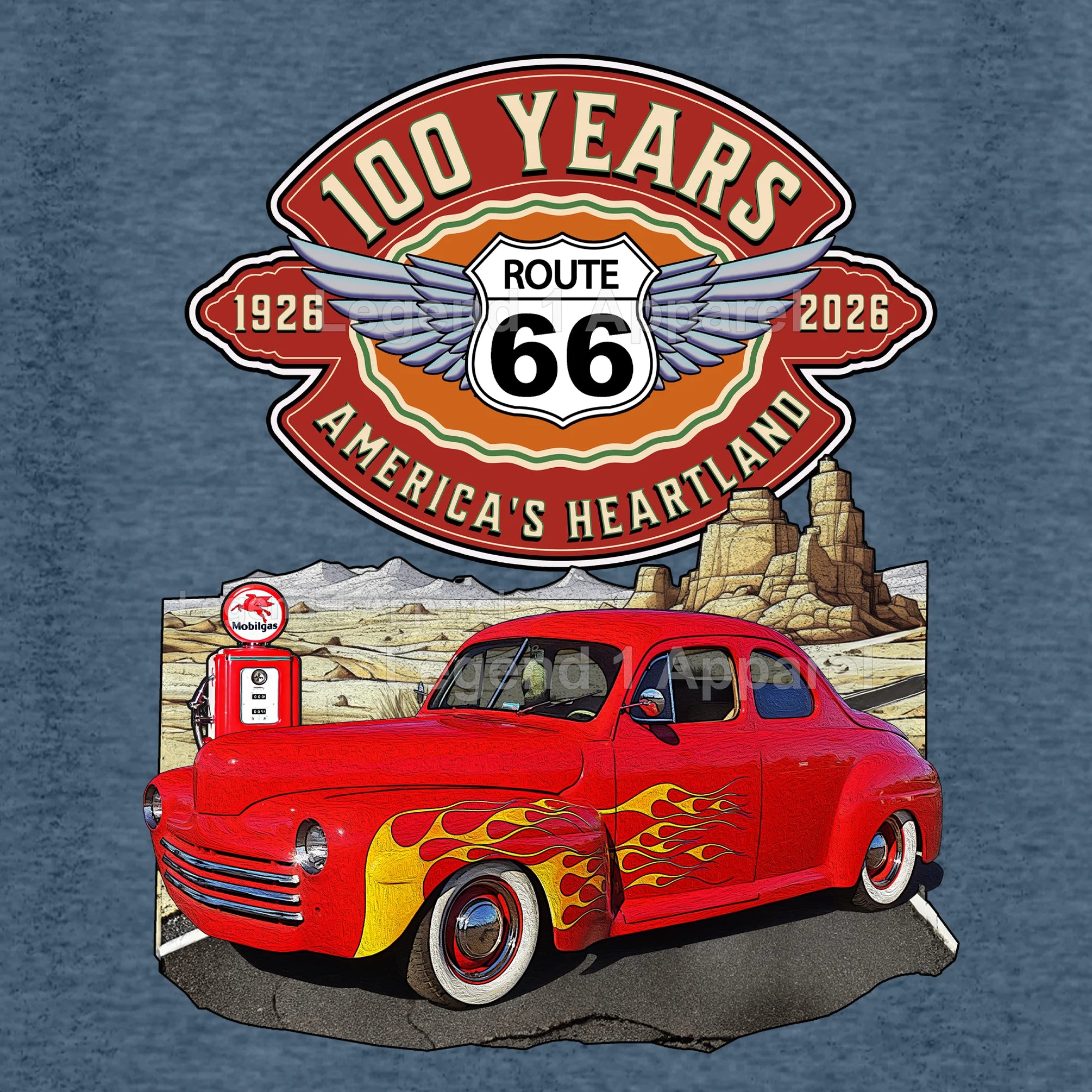 1946 Ford Coupe Classic Car Graphic Tee – Route 66 100 Years T-Shirt