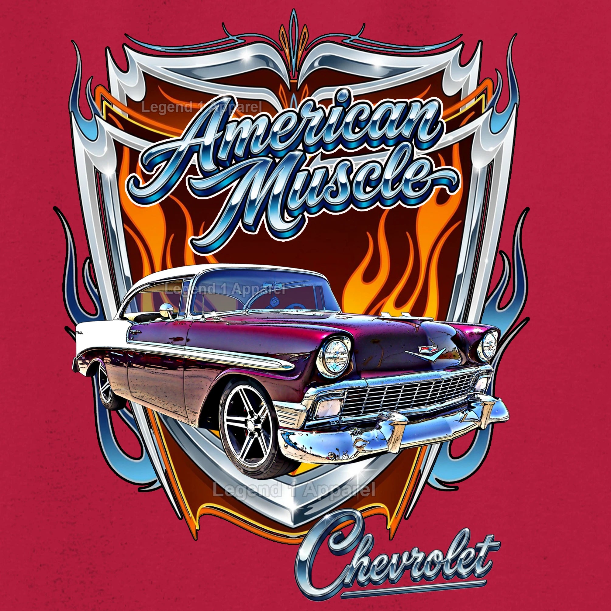 1956 Chevy Bel Air American Muscle T-Shirt –56 Chevrolet Bel Air Classic Car Graphic Tee