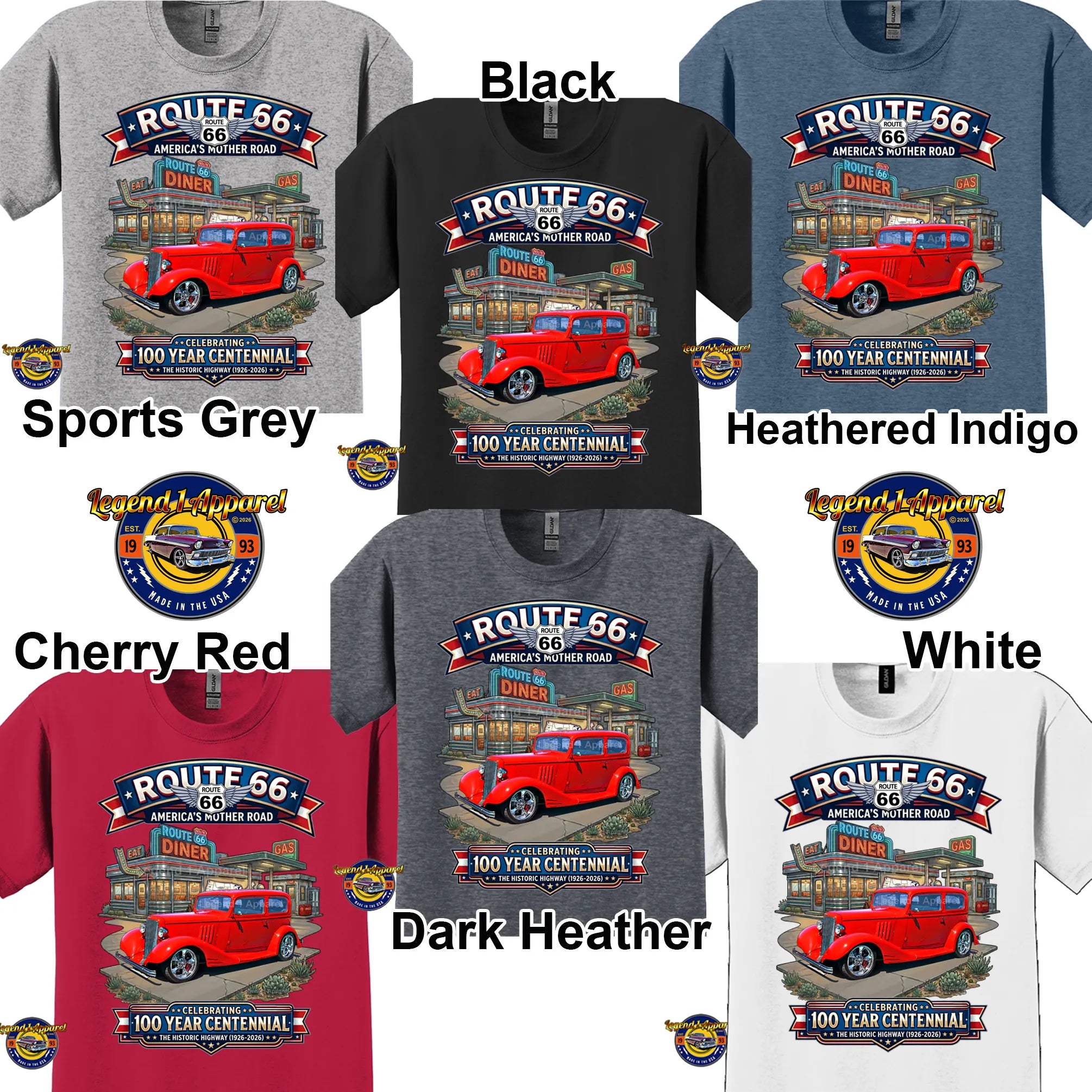 1933 Pontiac Coupe 5 Window Classic Car Graphic Tee – Route 66 Centennial T-Shirt (Copy)