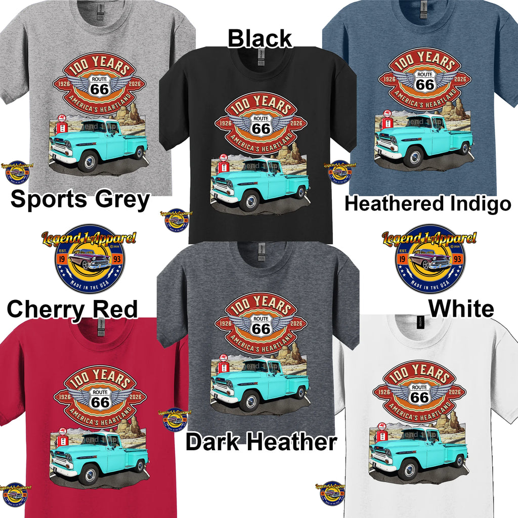 1959 Chevrolet Pick up Classic Truck Graphic Tee – Route 66 100 Years T-Shirt