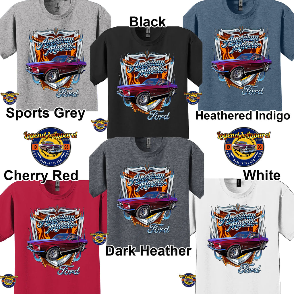 1967 Ford Mustang Fastback Classic Car Graphic Tee – American Muscle T-Shirt