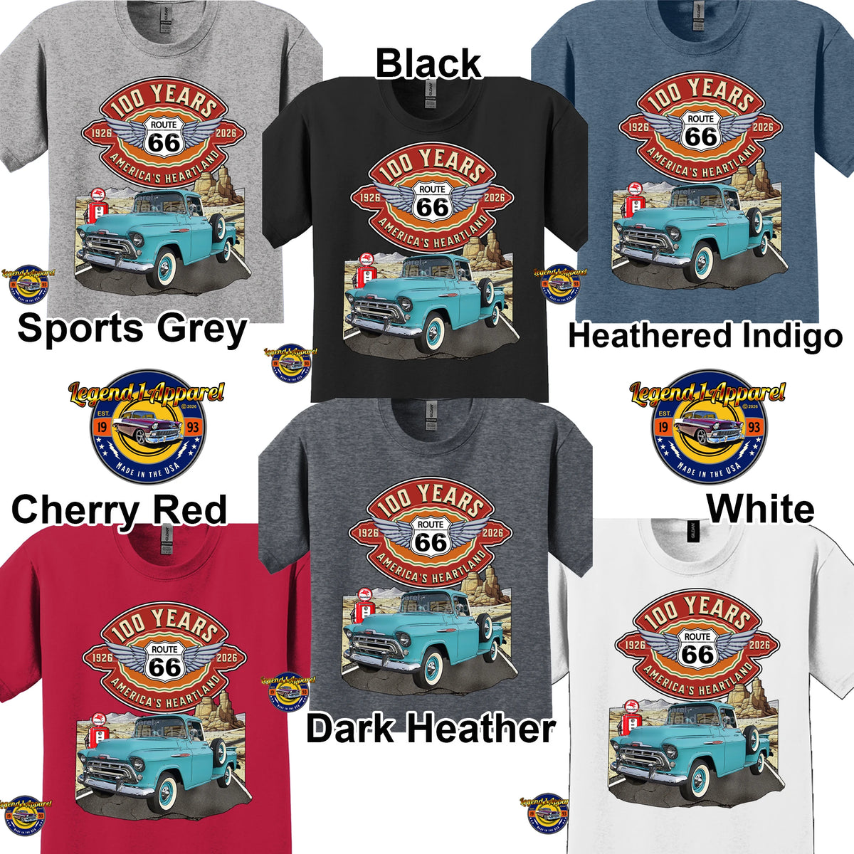 Your Classic Car or Hot Rod custom made T-shirt. Send us a picture of your car. Route 66 100 years