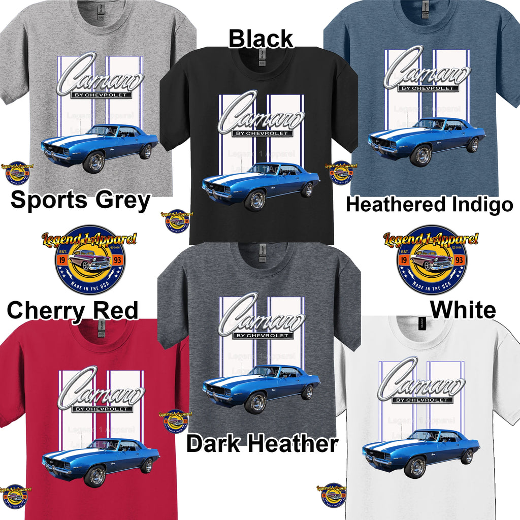 Your Classic Car or Hot Rod custom made T-shirt. Send us a picture of your car. Camaro by Chevrolet