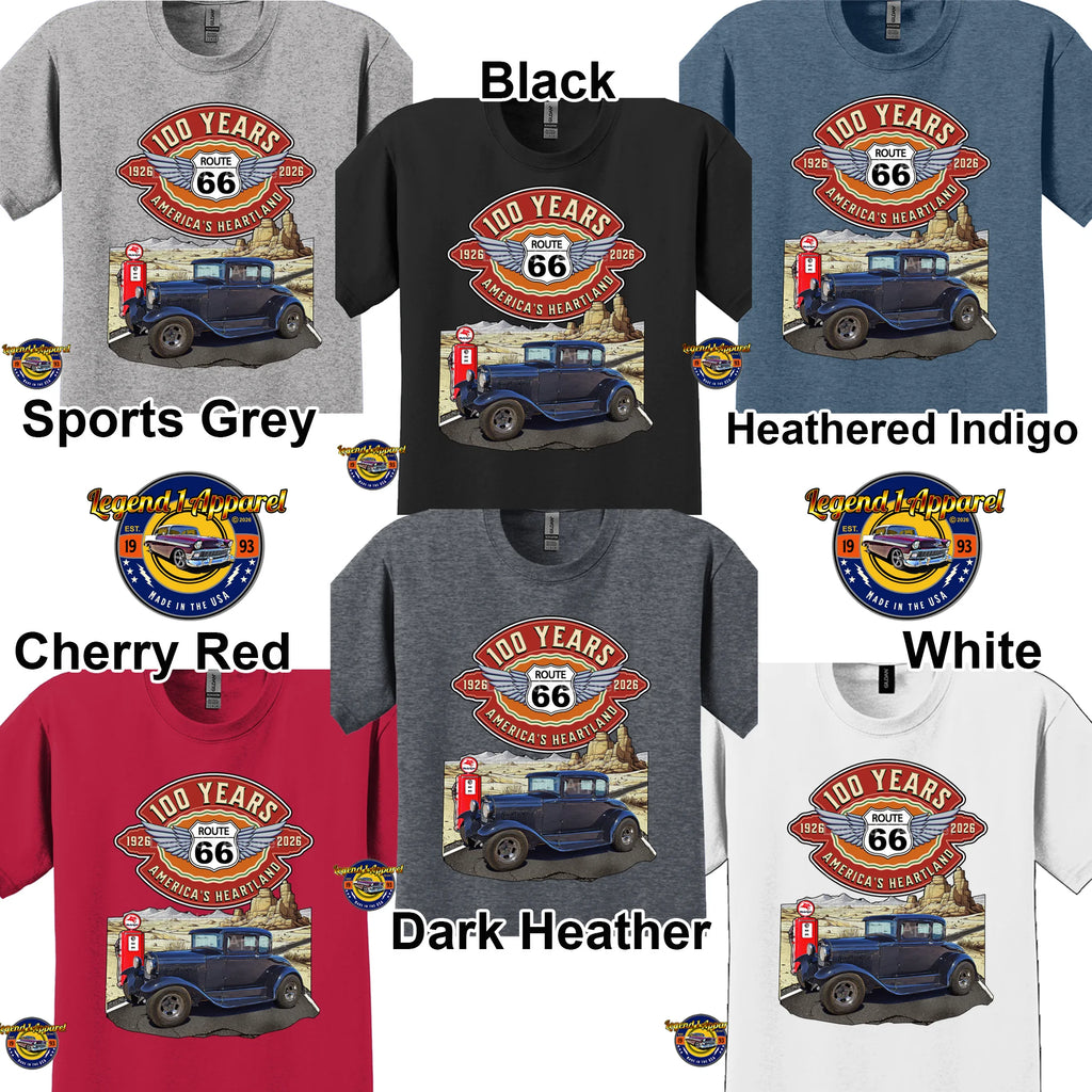 1930 Ford Model A Classic Car Graphic Tee – Route 66 100 Years T-Shirt