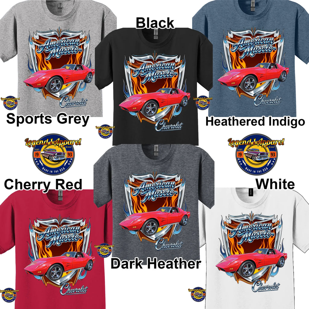 1974 Chevrolet Corvette C3 American Muscle T-Shirt – 74 Chevy Classic Car Graphic Tee