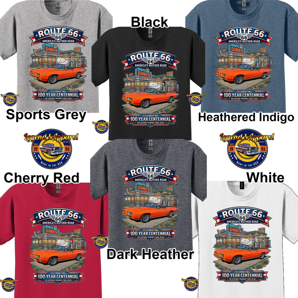 1969 Pontiac GTO Classic Car Graphic Tee – Route 66 Centennial T-Shirt