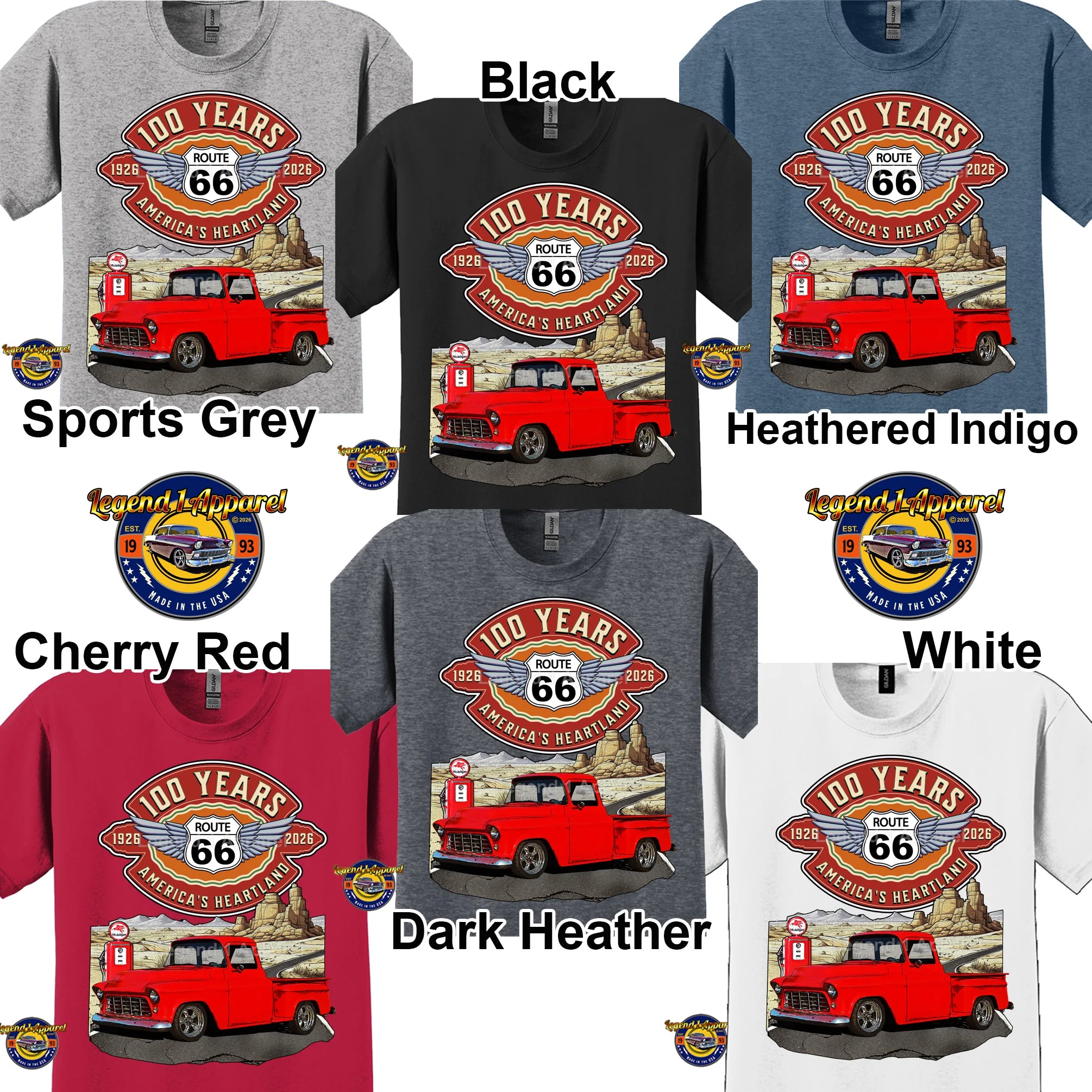 1956 Chevrolet Pick up Classic Truck Graphic Tee – Route 66 100 Years T-Shirt