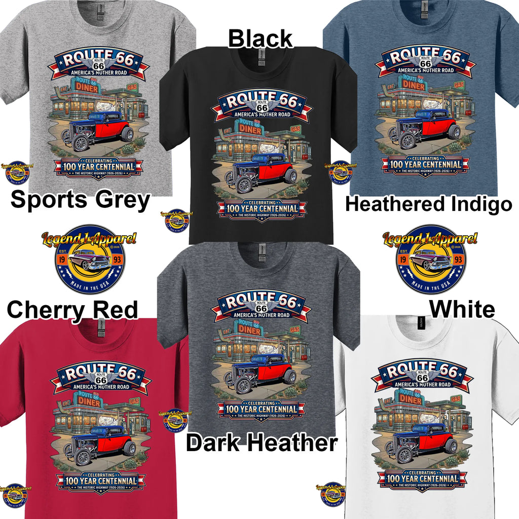 1932 Ford Deuce Coupe Classic Car Graphic Tee – Route 66 Centennial T-Shirt