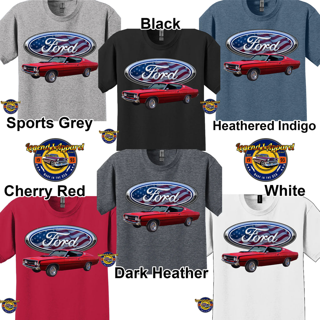 Your Classic Car or Hot Rod custom made T-shirt. Send us a picture of your car. Ford Patriotic Logo
