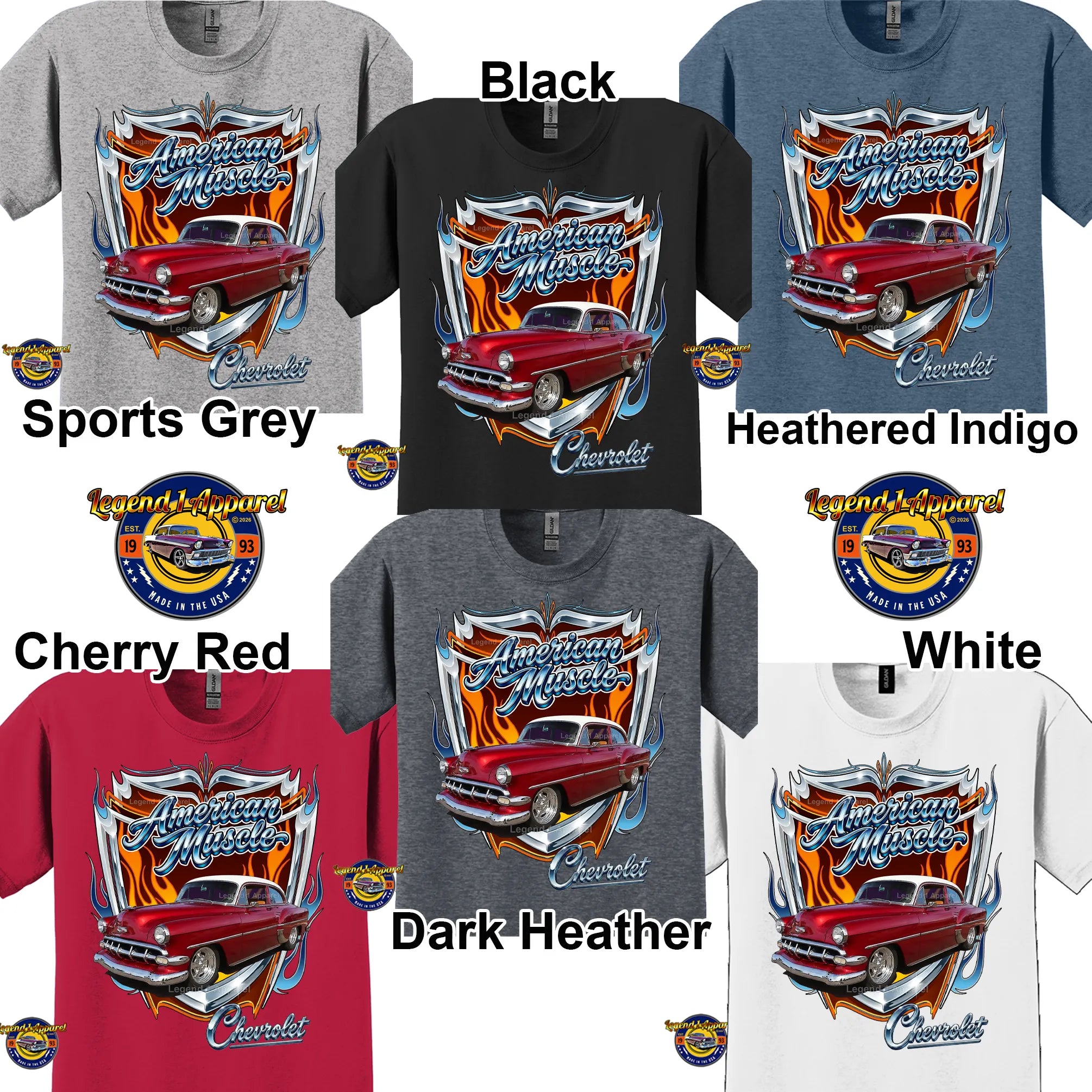 1954 Chevy Bel Air American Muscle T-Shirt –54 Chevrolet Bel Air Classic Car Graphic Tee
