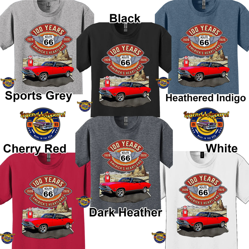 1968 Chevrolet Chevelle SS Classic Car Graphic Tee – Route 66 100 Years T-Shirt