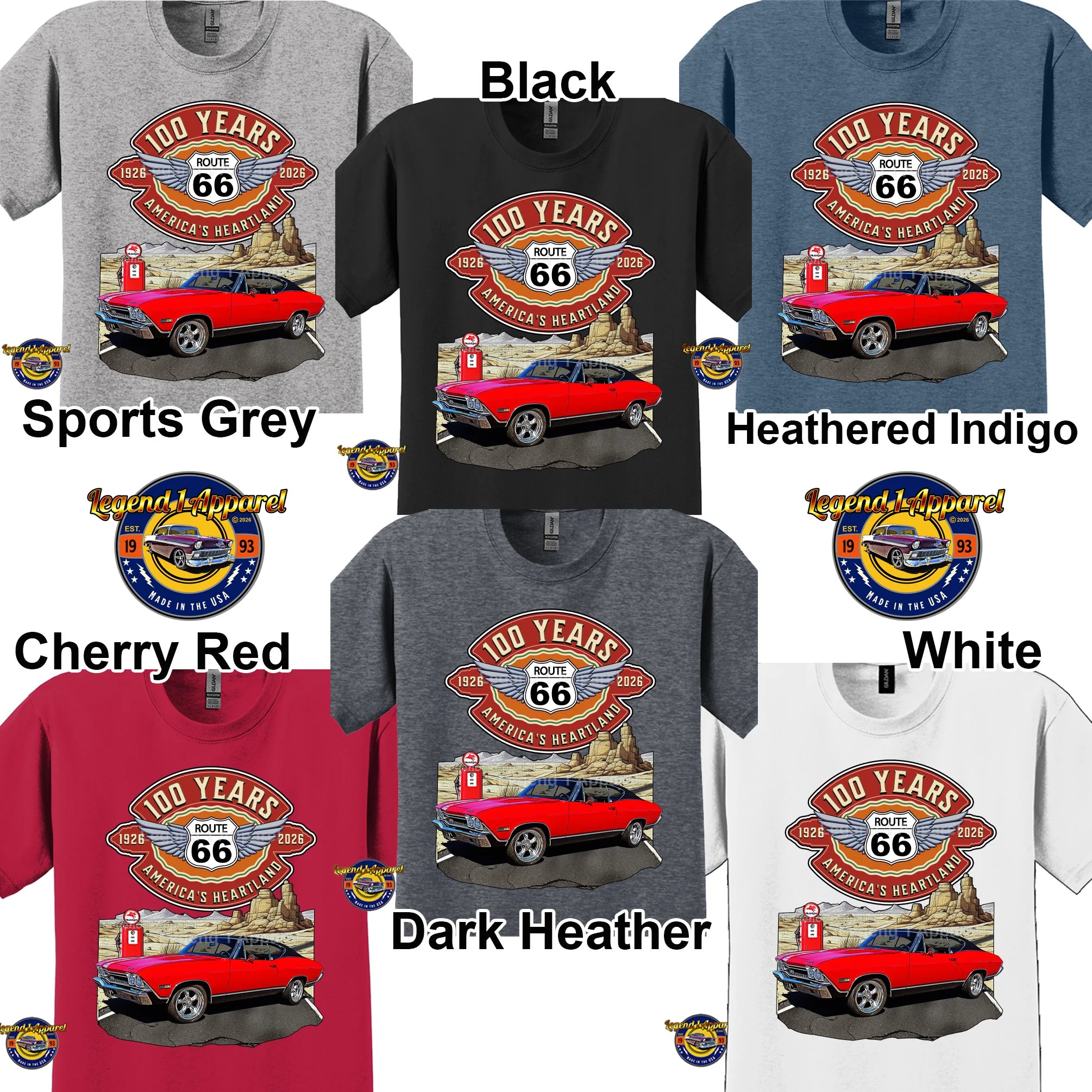 1968 Chevrolet Chevelle SS Classic Car Graphic Tee – Route 66 100 Years T-Shirt