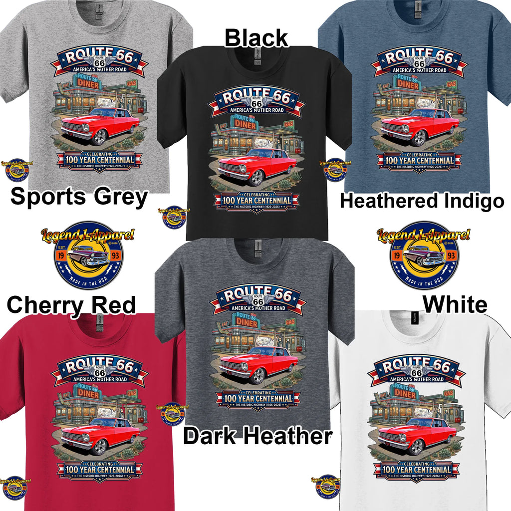 1964 Chevrolet Nova SS Classic Car Graphic Tee – Route 66 Centennial T-Shirt