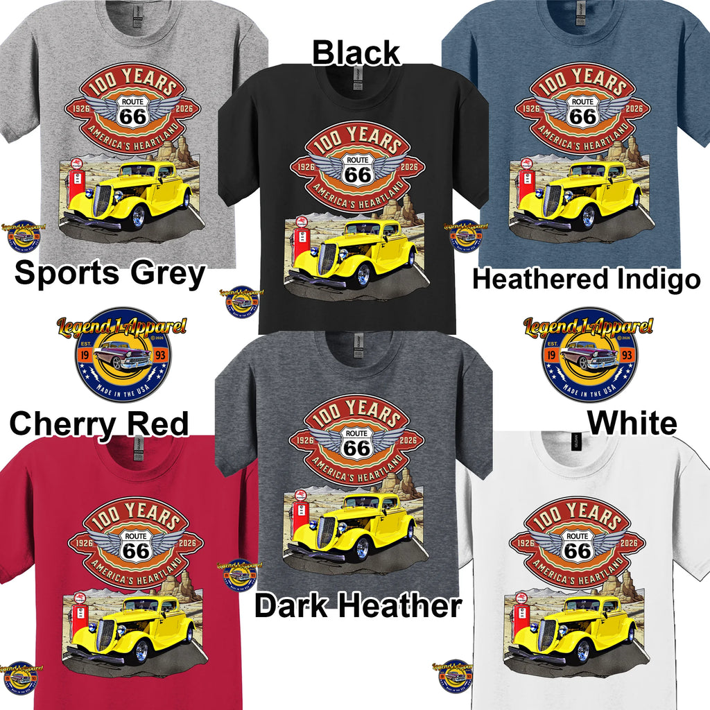 1934 Ford Coupe Classic Car Graphic Tee – Route 66 100 Years T-Shirt