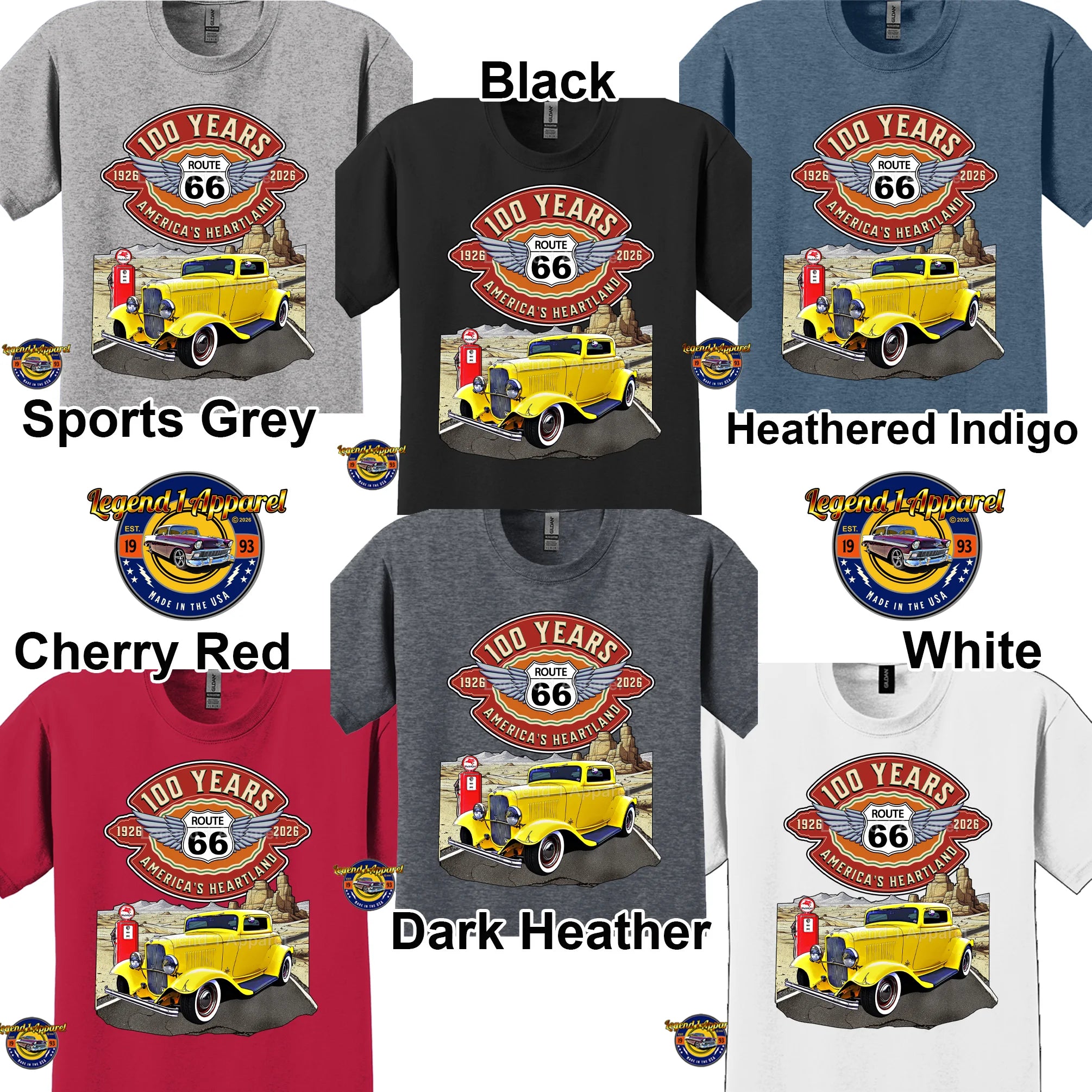 1932 Ford Coupe Classic Car Graphic Tee – Route 66 100 Years T-Shirt
