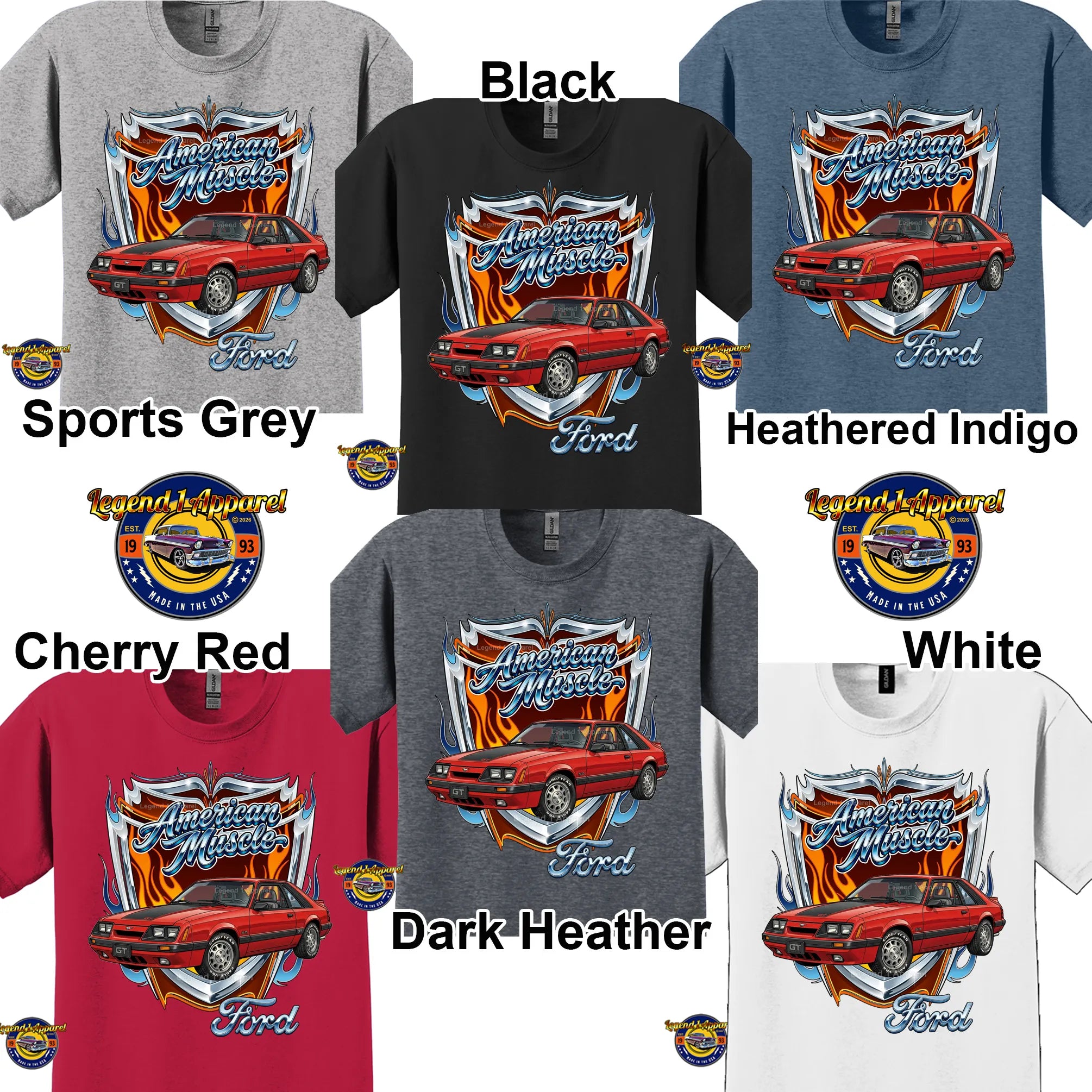 1986 Ford Mustang GT Classic Car Graphic Tee – American Muscle T-Shirt