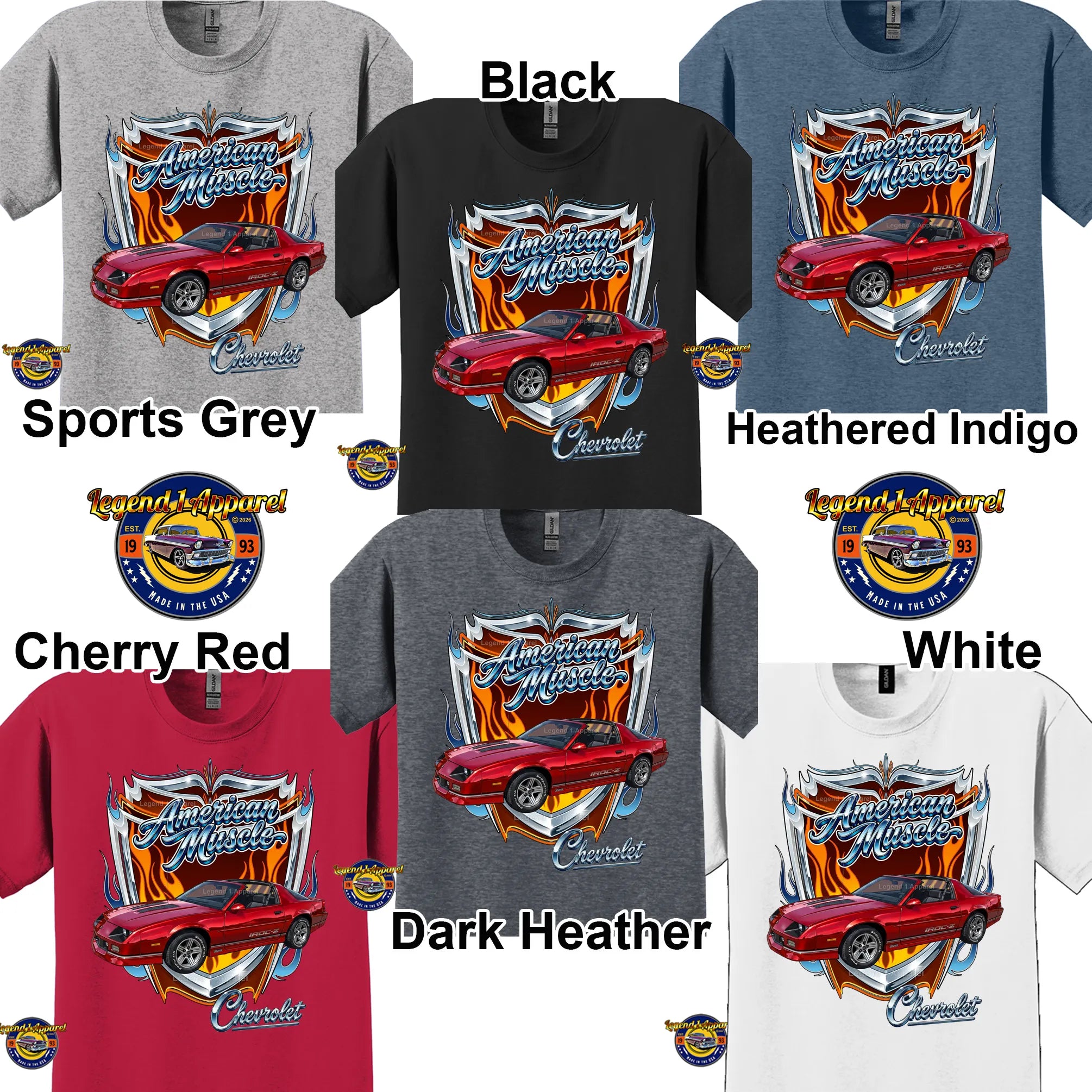 1986 Chevrolet Camaro IROC American Muscle T-Shirt – 86 Chevy Classic Car Graphic Tee