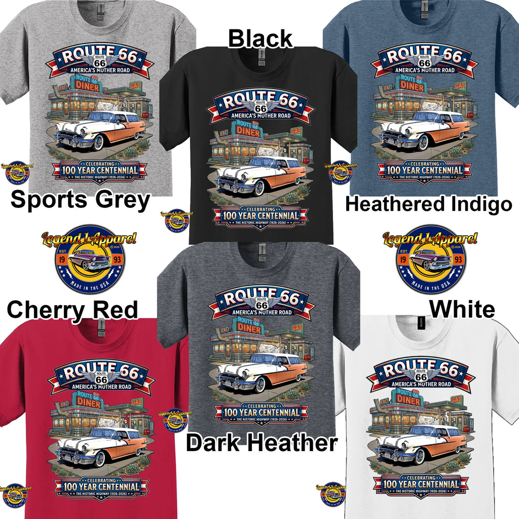 1956 Pontiac Safari Star Chief Station Wagon Classic Car Graphic Tee – Route 66 Centennial T-Shirt