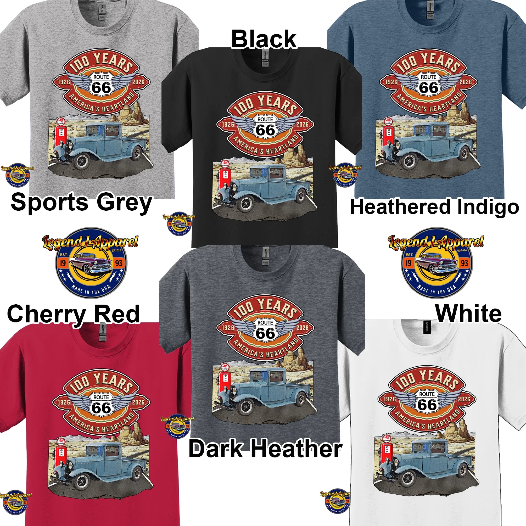 1933 Ford Pick Up Classic Truck Graphic Tee – Route 66 100 Years T-Shirt