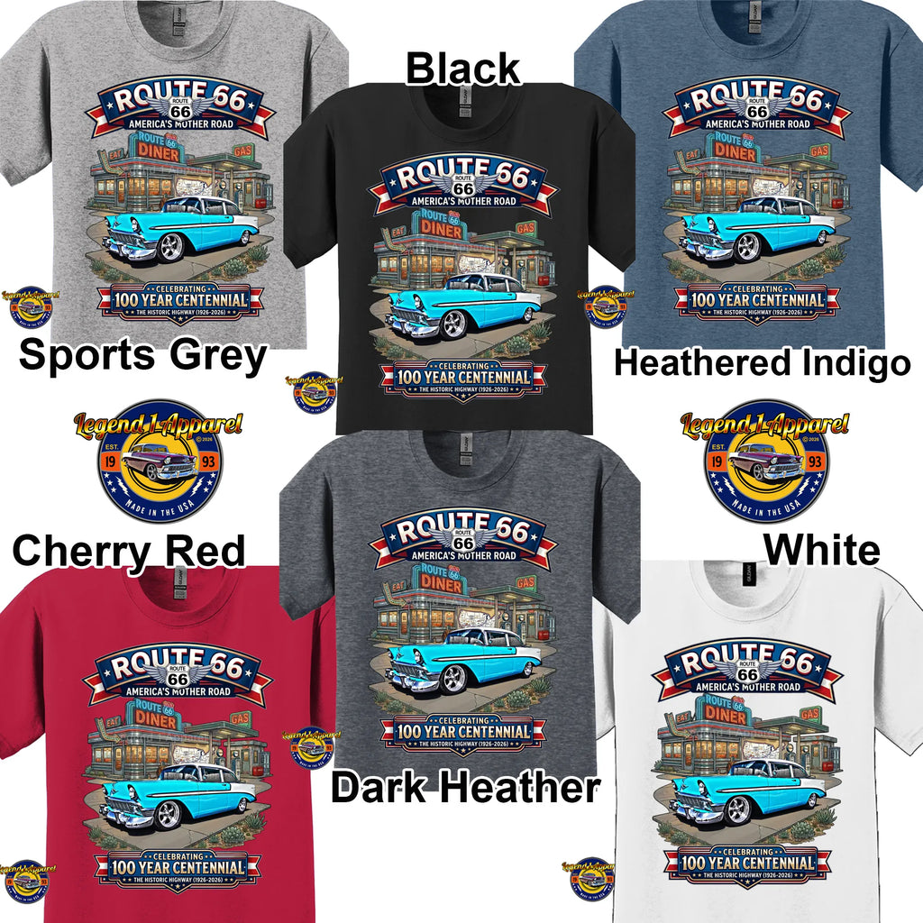 1956 Chevrolet Bel Air Coupe Classic Car Graphic Tee – Route 66 Centennial T-Shirt