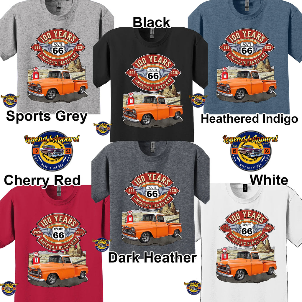 1958 Chevrolet Pick up Classic Truck Graphic Tee – Route 66 100 Years T-Shirt