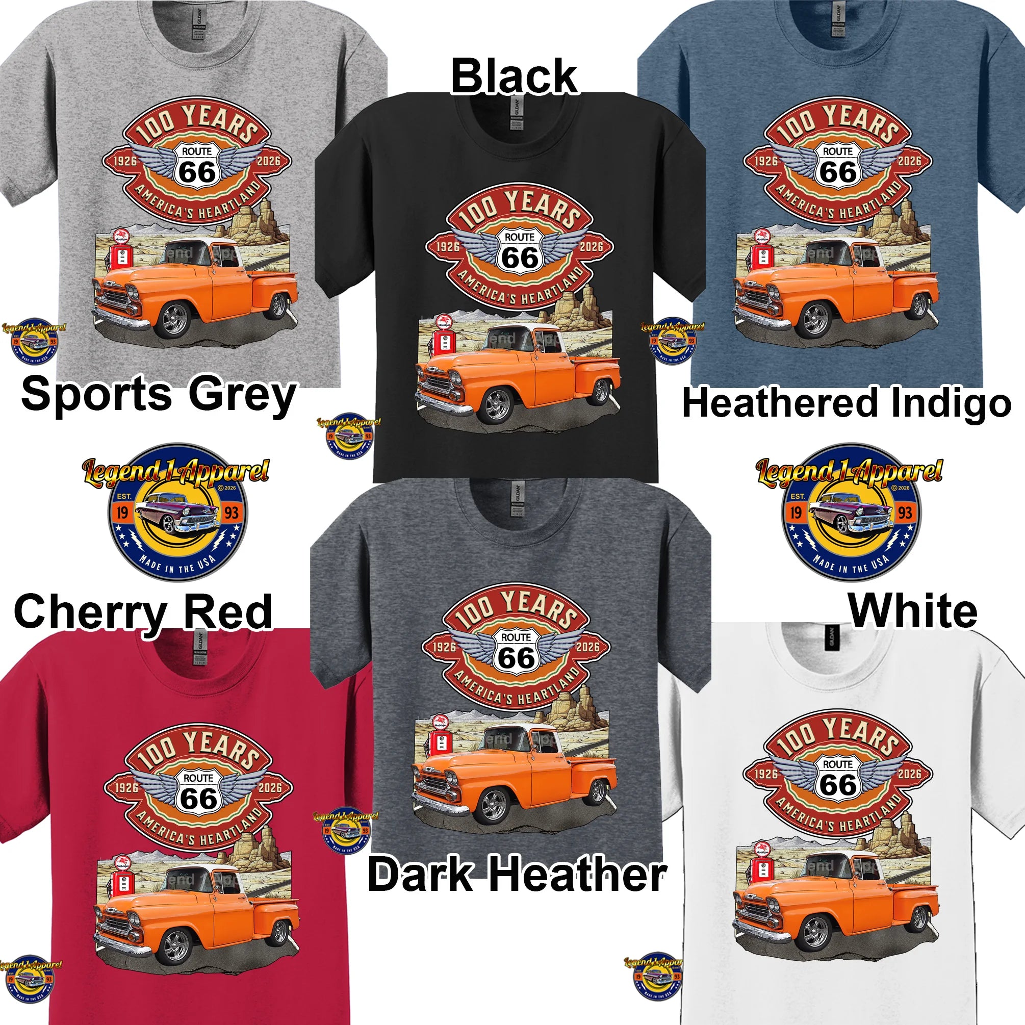 1958 Chevrolet Pick up Classic Truck Graphic Tee – Route 66 100 Years T-Shirt